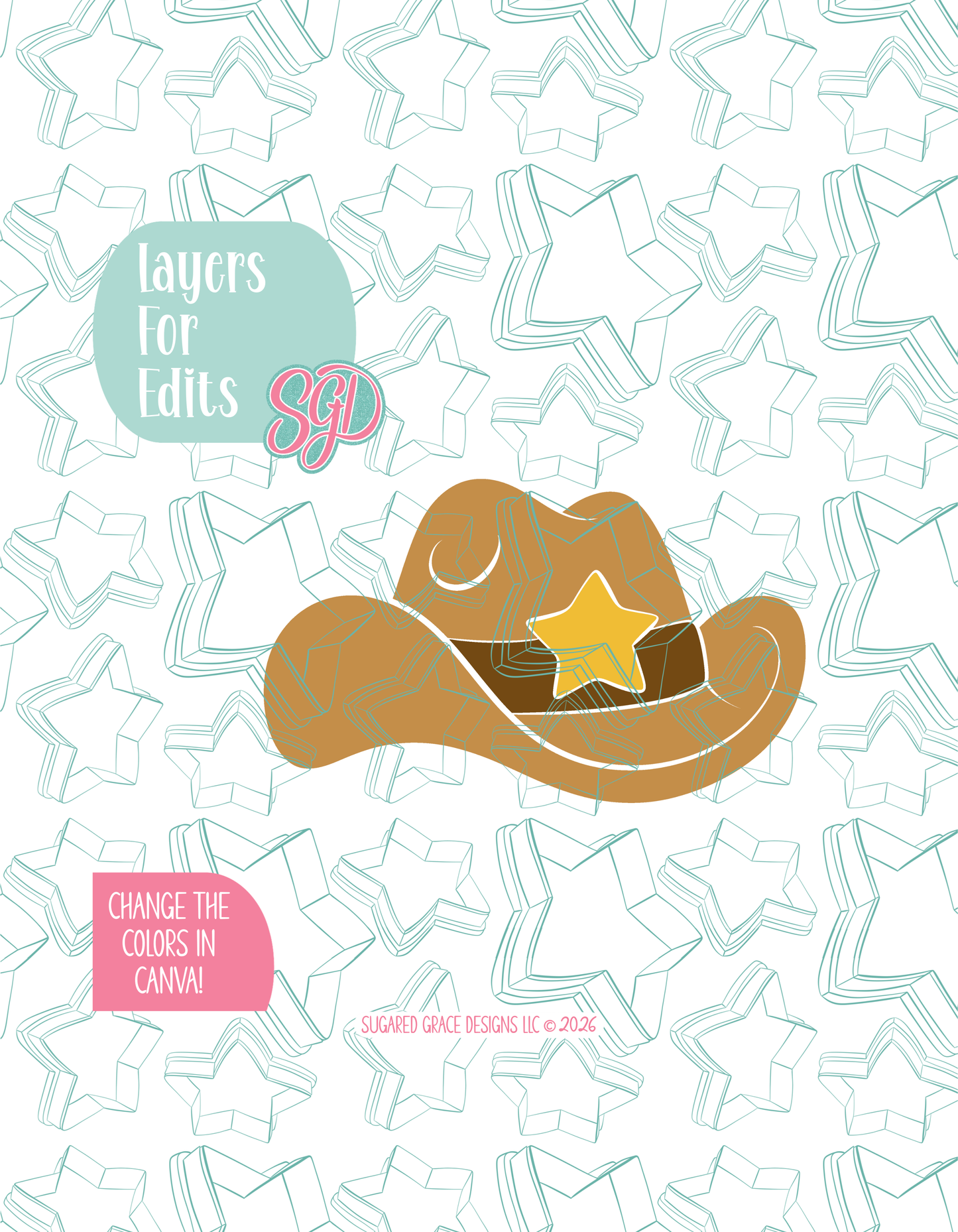Cowboy Hat Cookie Cutter STL and PNG set