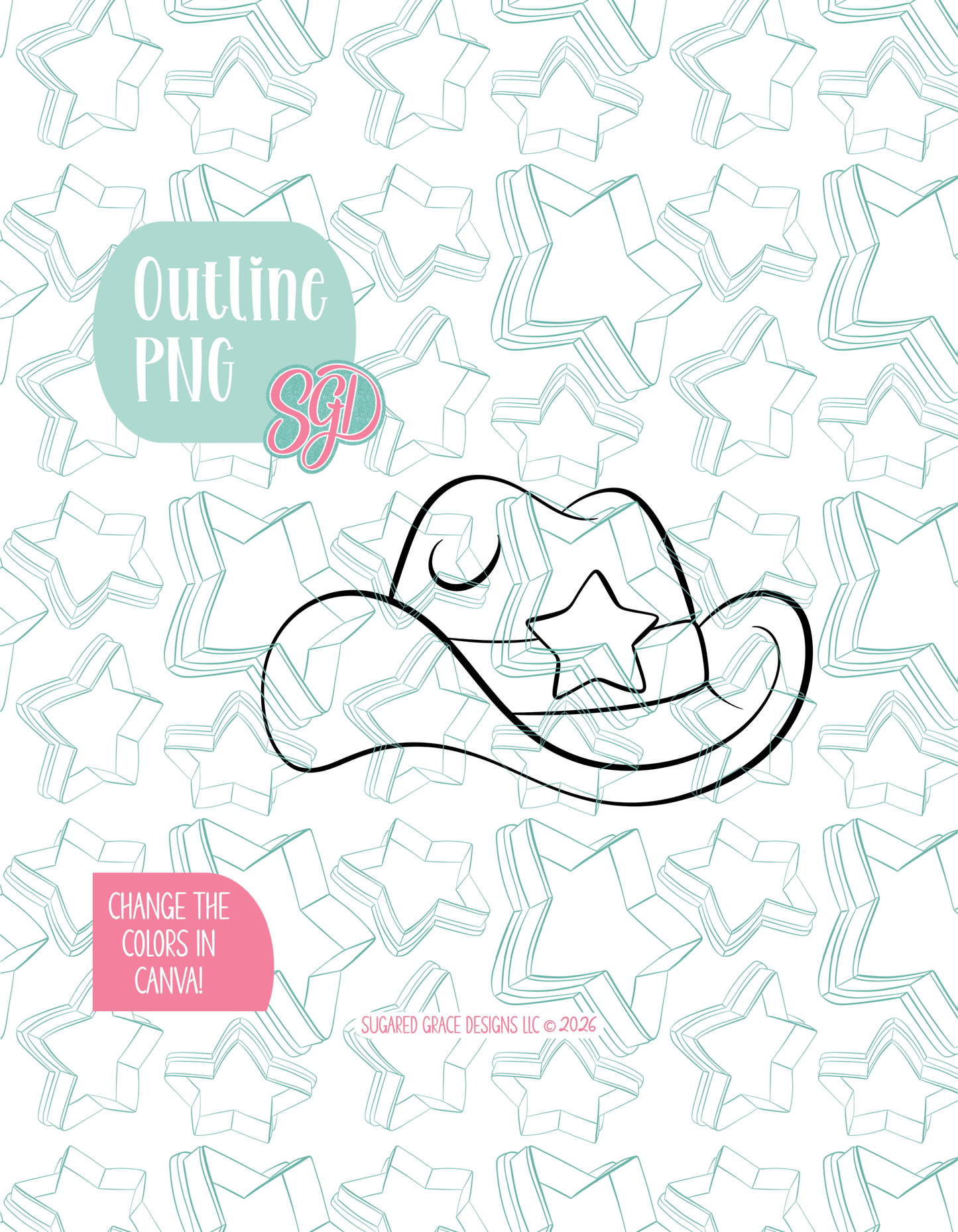 Cowboy Hat Cookie Cutter STL and PNG set