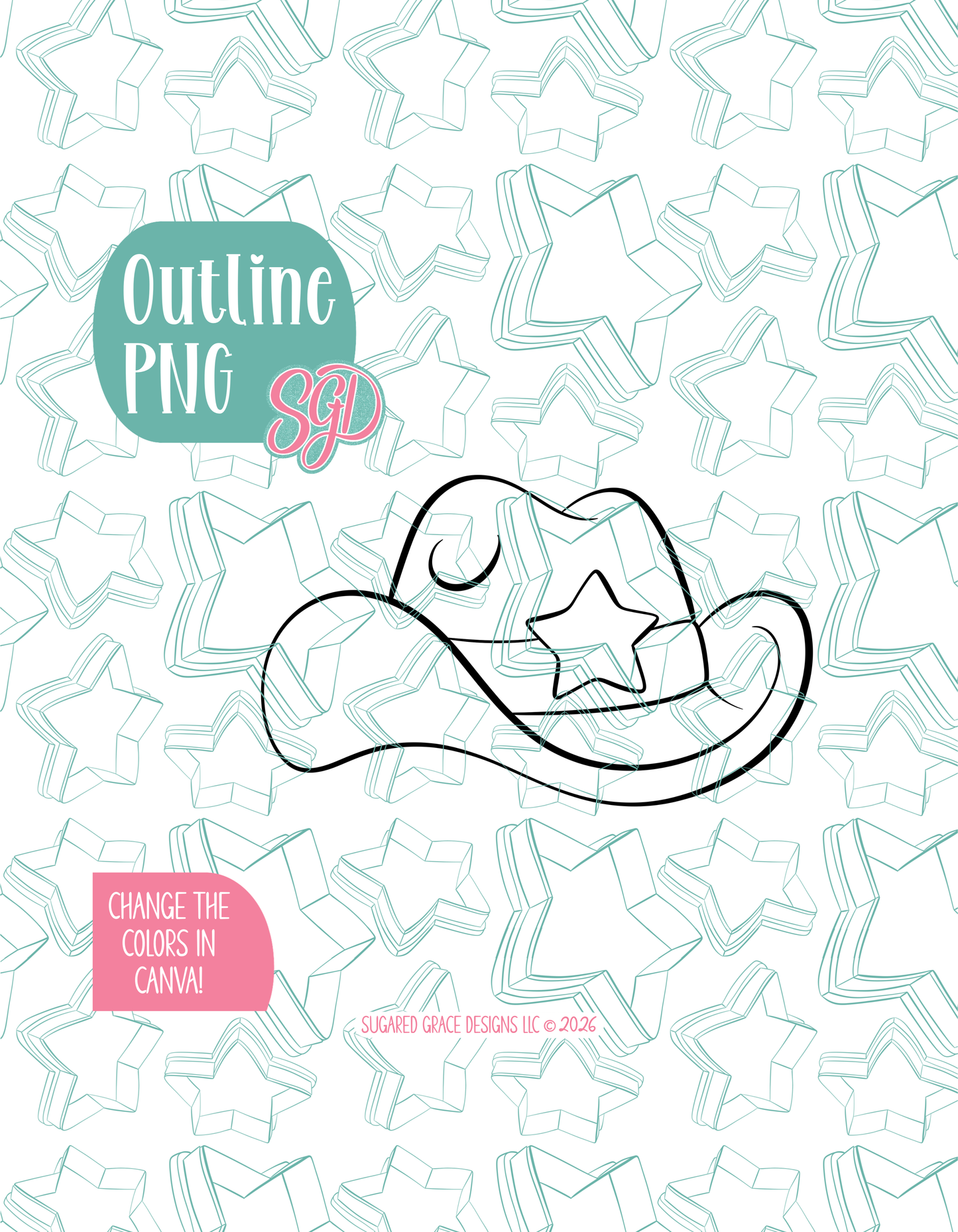 Cowboy Hat Cookie Cutter with matching PNG