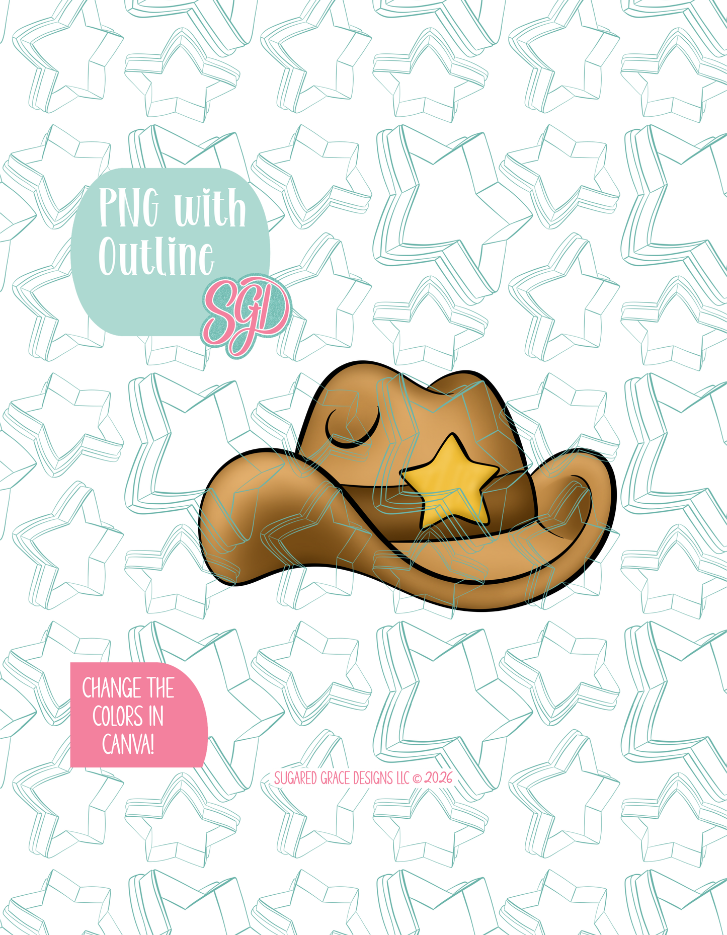 Cowboy Hat Cookie Cutter STL and PNG set