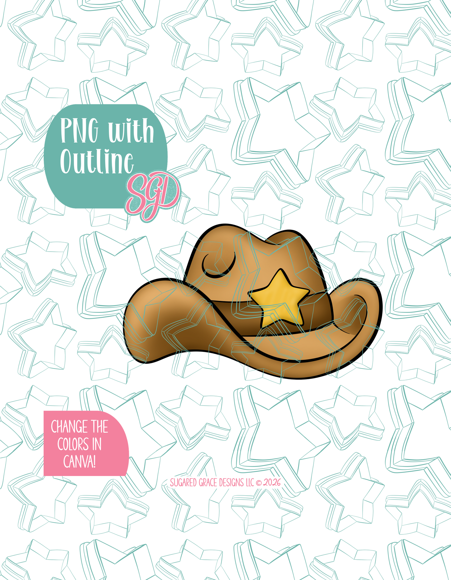 Cowboy Hat Cookie Cutter with matching PNG