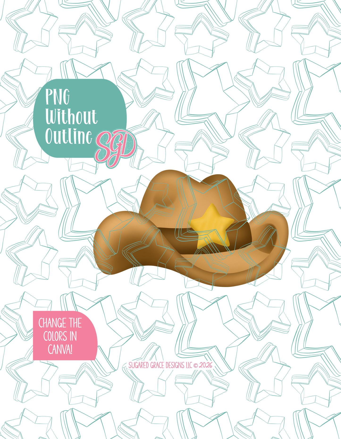 Cowboy Hat Cookie Cutter with matching PNG