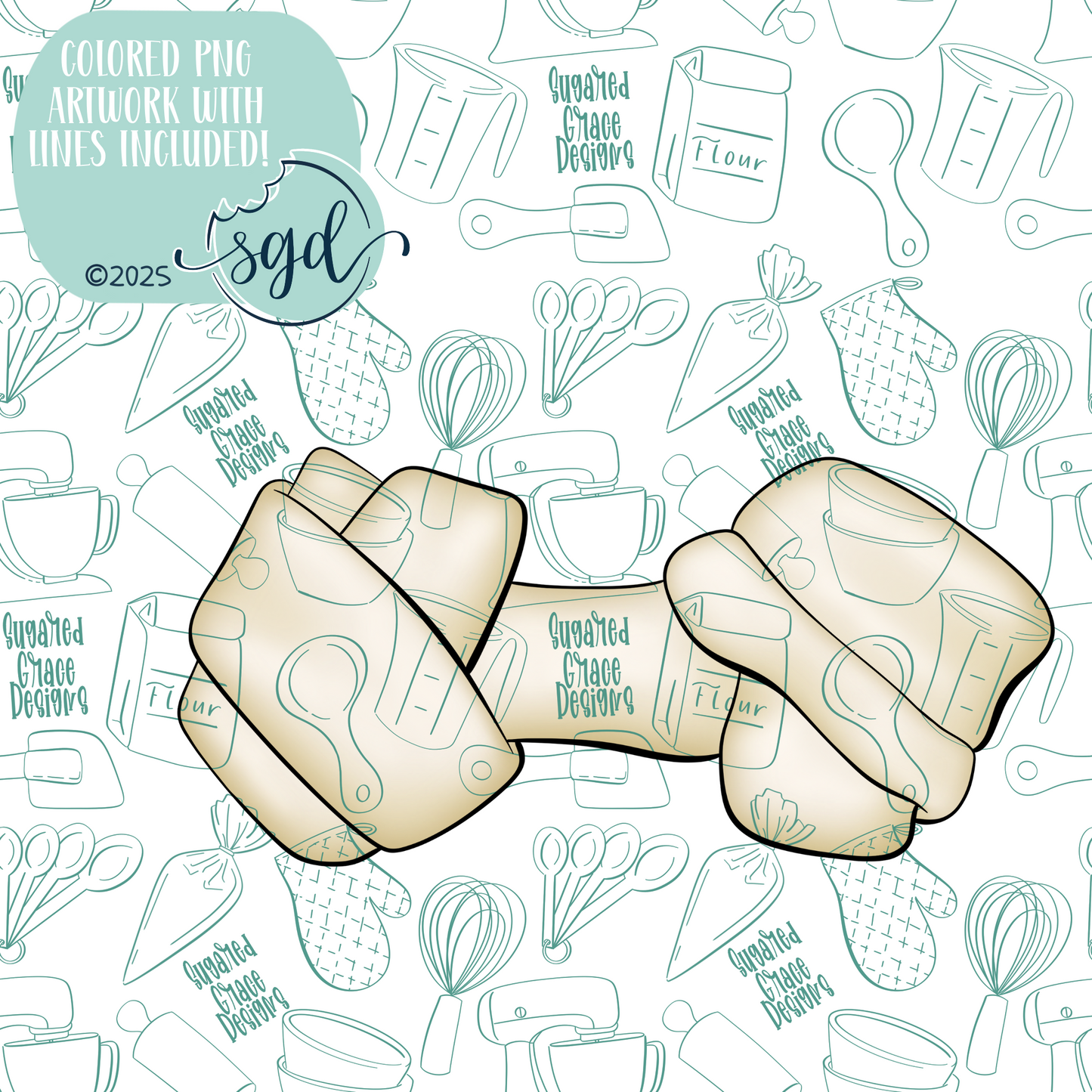 Knotted Raw Hide Bone Cookie Cutter STL File  with PNG Images to Match - For 3D Printing and Edible Ink Printers