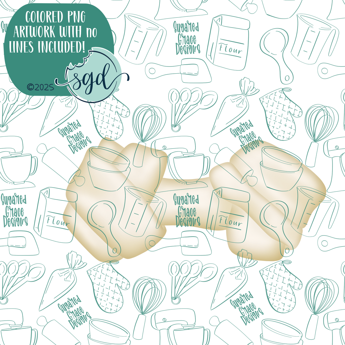 Knotted Raw Hide Dog Bone Cookie Cutter with PNG Images to Match - Hand Drawn Graphics for Edible Ink Printers