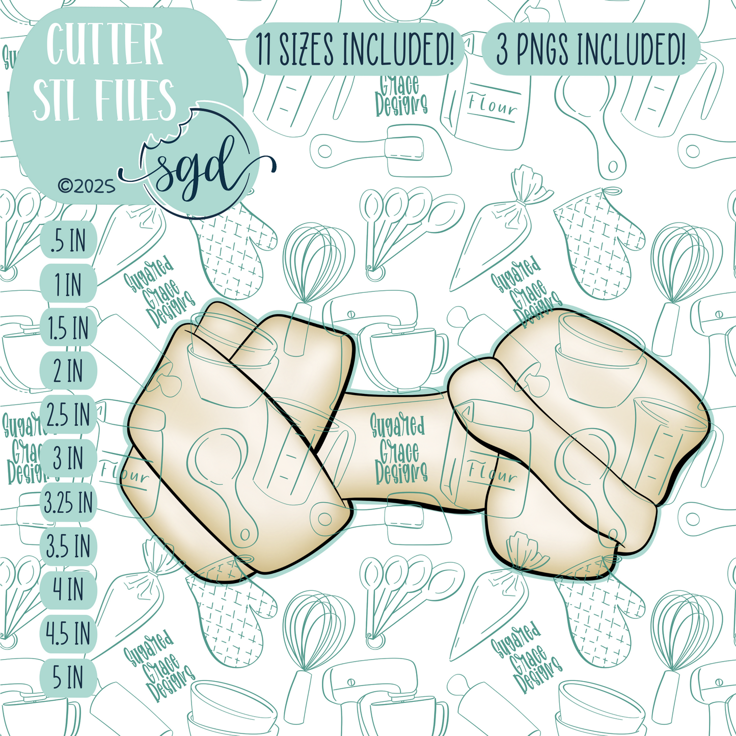 Knotted Raw Hide Bone Cookie Cutter STL File  with PNG Images to Match - For 3D Printing and Edible Ink Printers