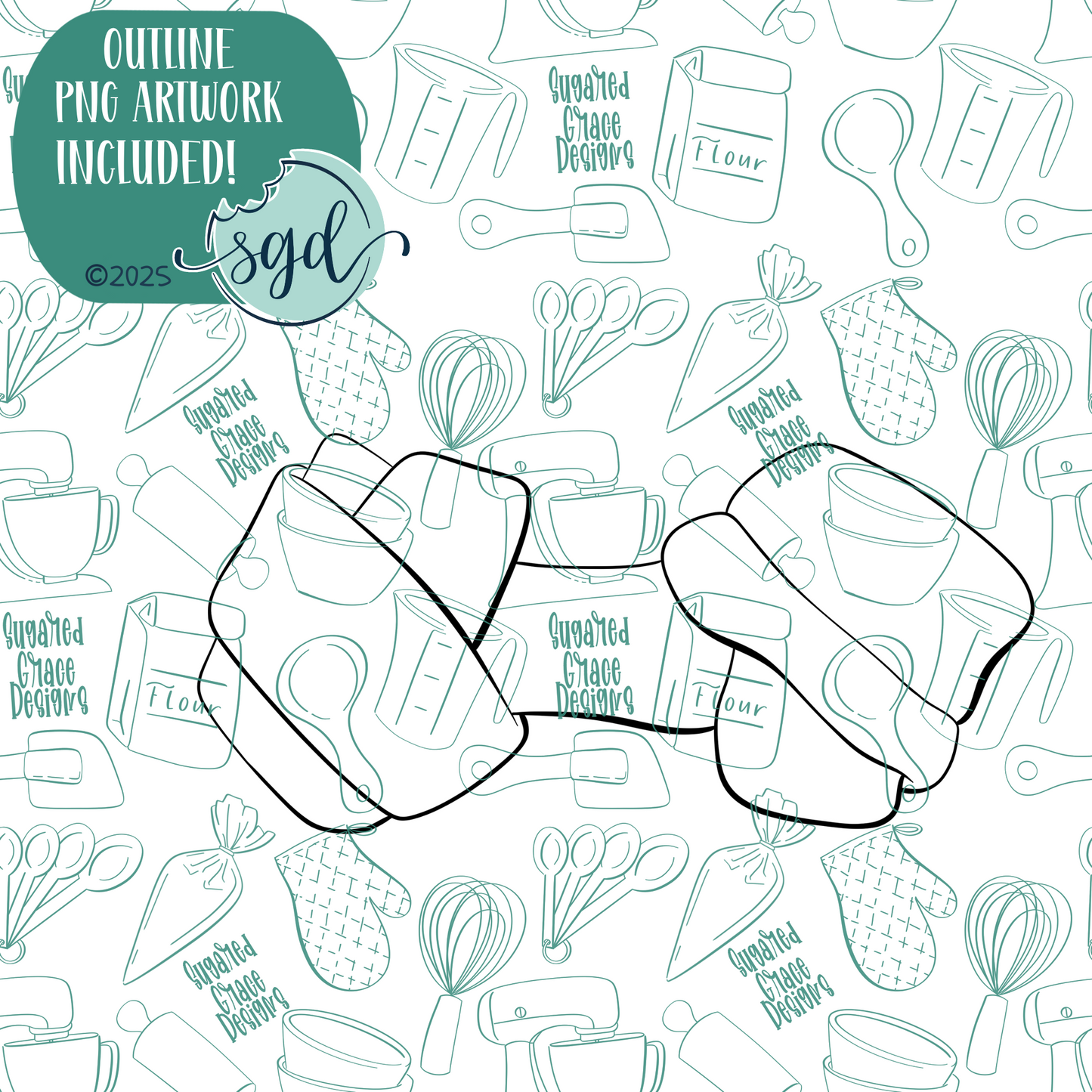 Knotted Raw Hide Dog Bone Cookie Cutter with PNG Images to Match - Hand Drawn Graphics for Edible Ink Printers
