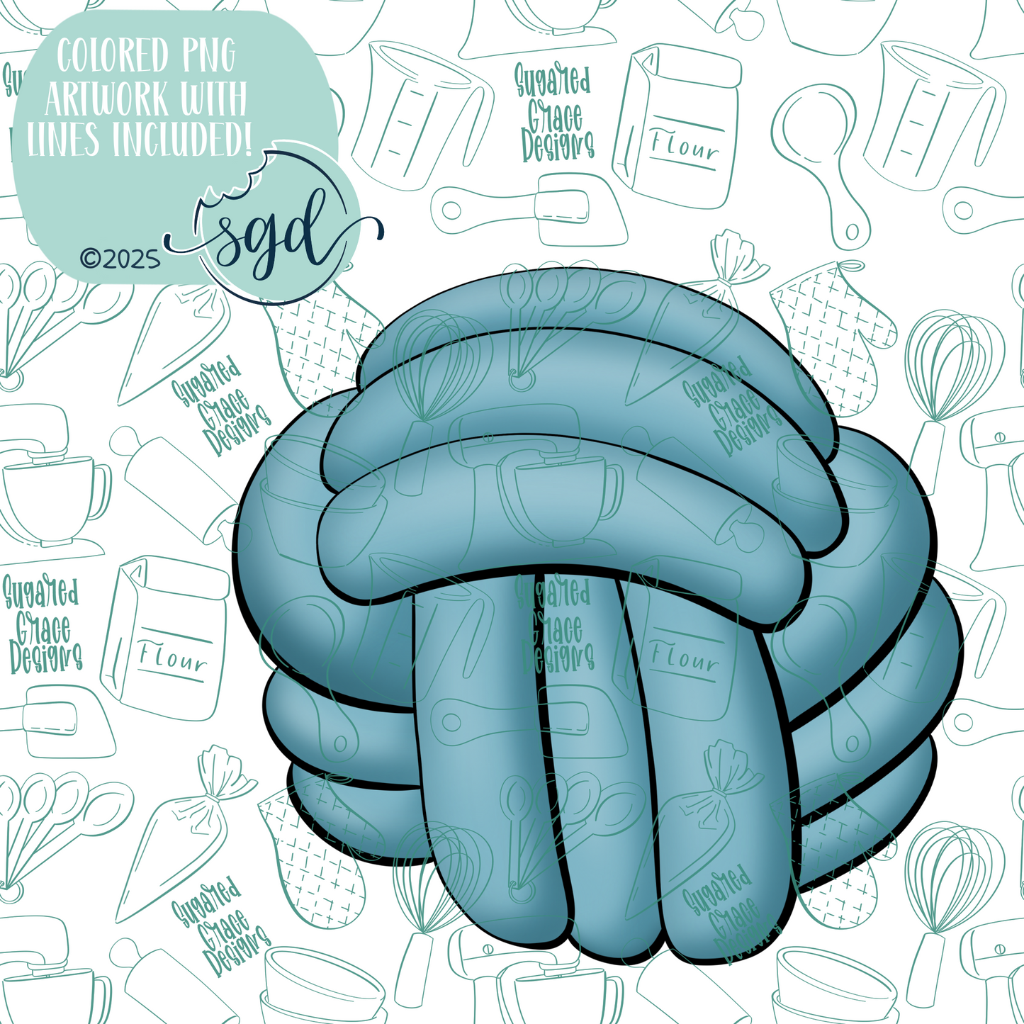 Rope Ball Cookie Cutter STL File  with PNG Images to Match - For 3D Printing and Edible Ink Printers