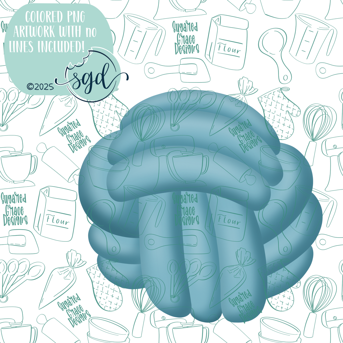 Rope Ball Cookie Cutter STL File  with PNG Images to Match - For 3D Printing and Edible Ink Printers