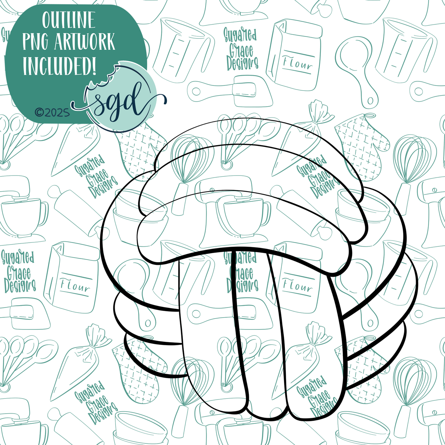 Blue Rope Ball Cookie Cutter with PNG Images to Match - Hand Drawn Graphics for Edible Ink Printers