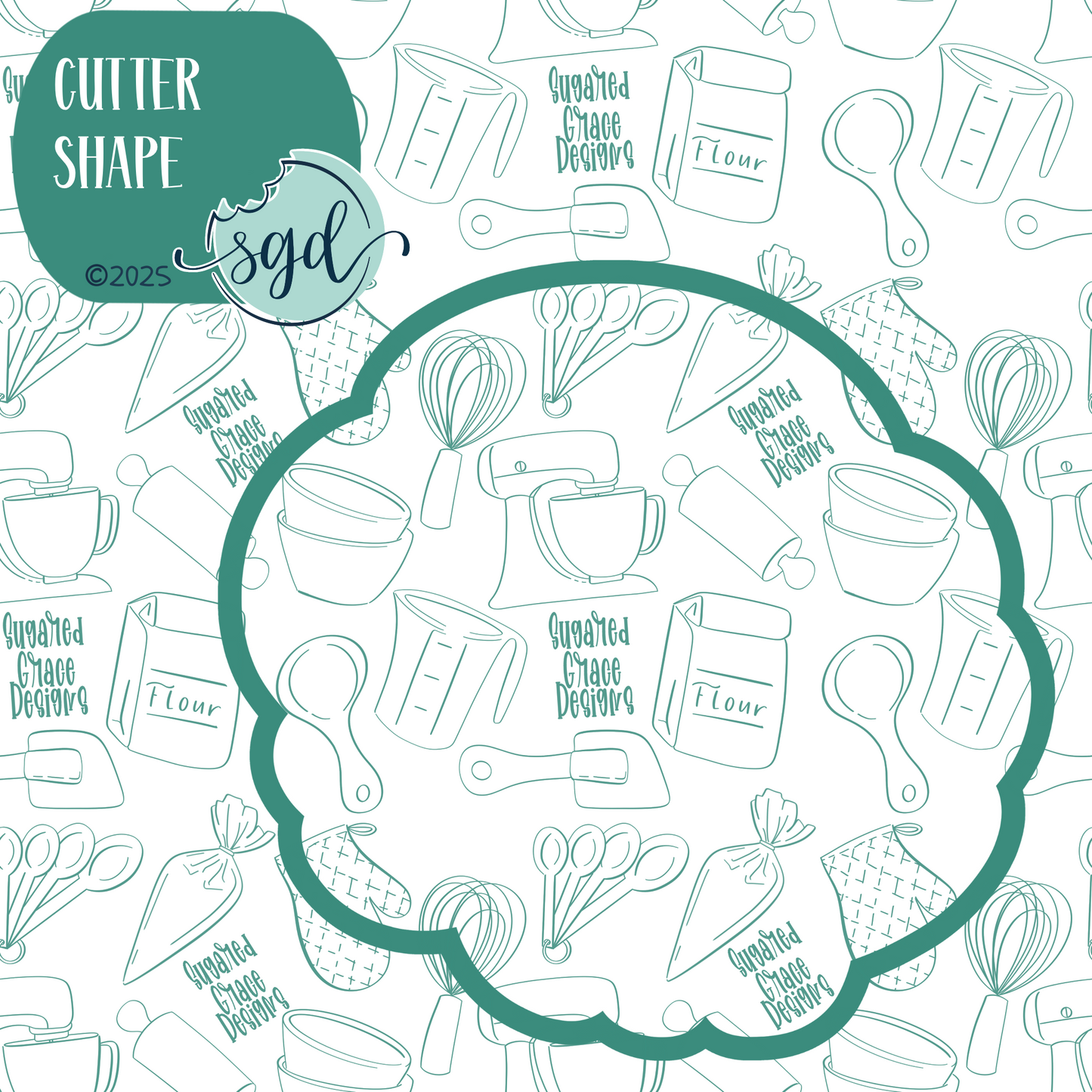 Blue Rope Ball Cookie Cutter with PNG Images to Match - Hand Drawn Graphics for Edible Ink Printers