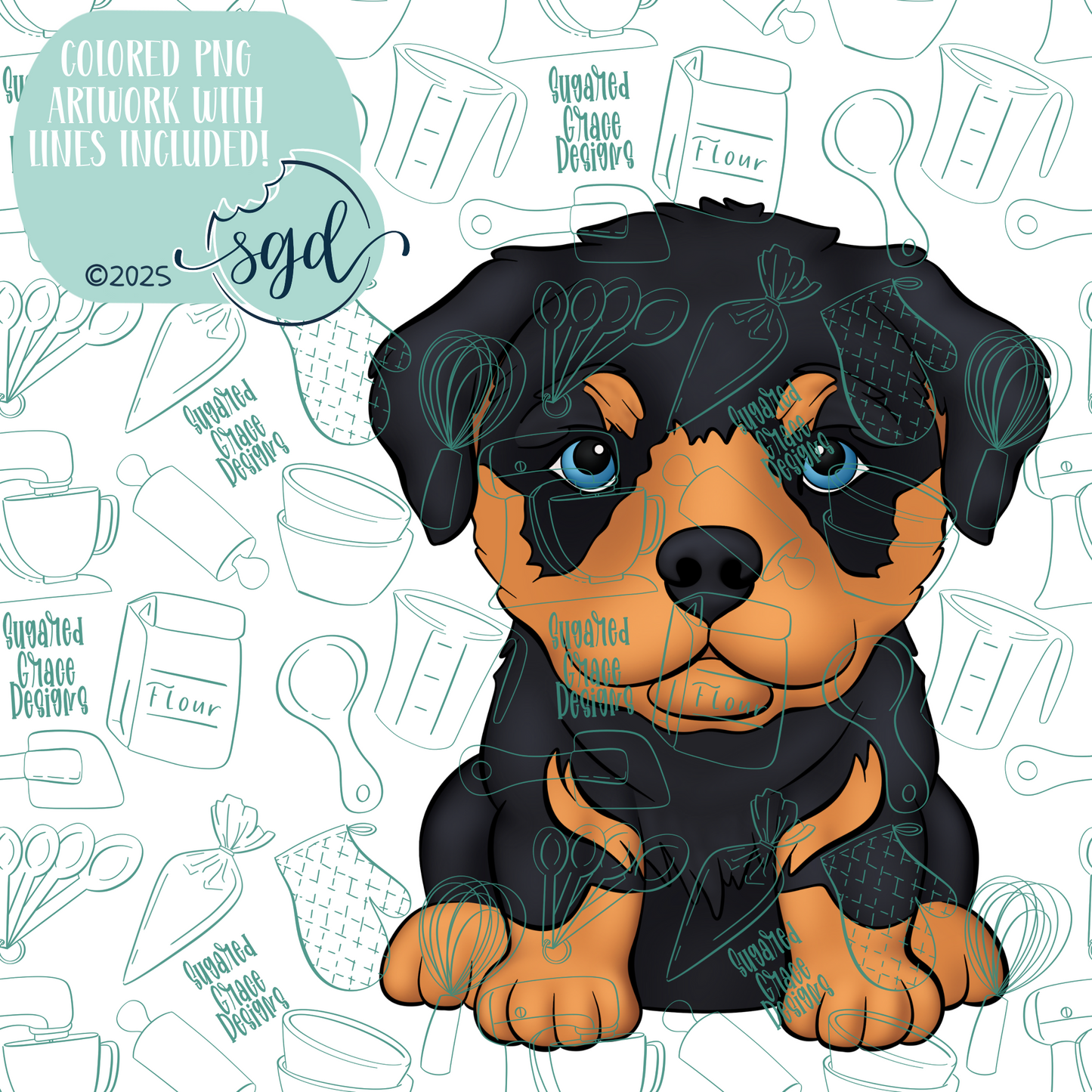 Rottweiler Puppy Cookie Cutter STL File  with PNG Images to Match - For 3D Printing and Edible Ink Printers