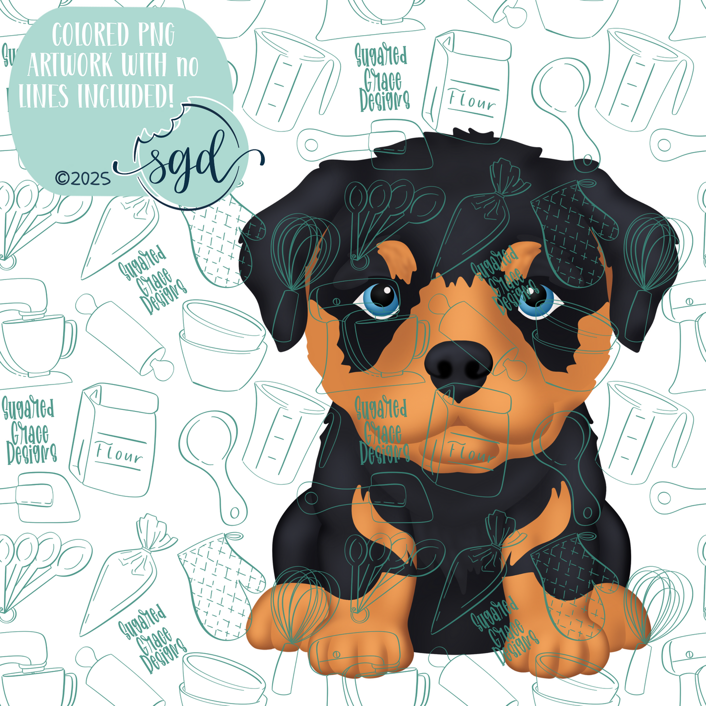 Rottweiler Puppy Cookie Cutter STL File  with PNG Images to Match - For 3D Printing and Edible Ink Printers