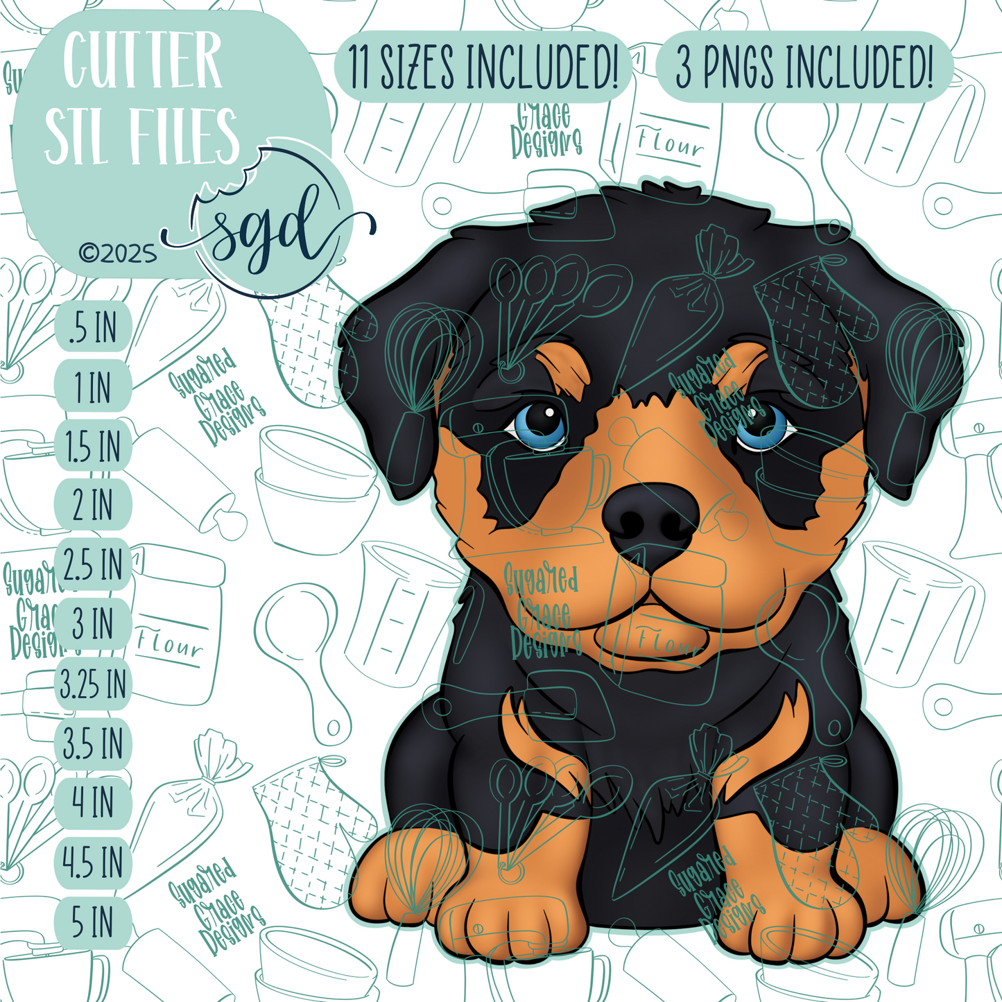 Rottweiler Puppy Cookie Cutter STL File  with PNG Images to Match - For 3D Printing and Edible Ink Printers