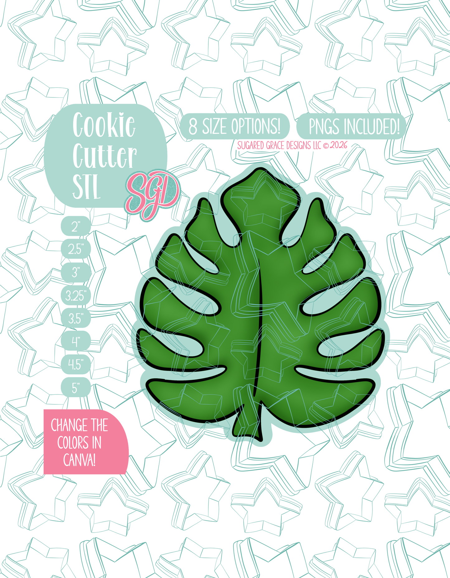 Safari Leaf Cookie Cutter STL and PNG set