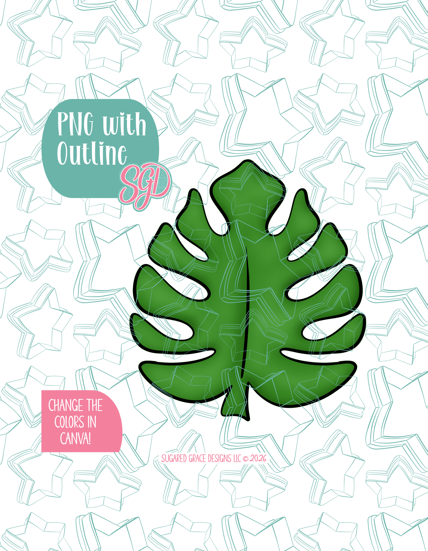 Safari Leaf Cookie Cutter with matching PNG