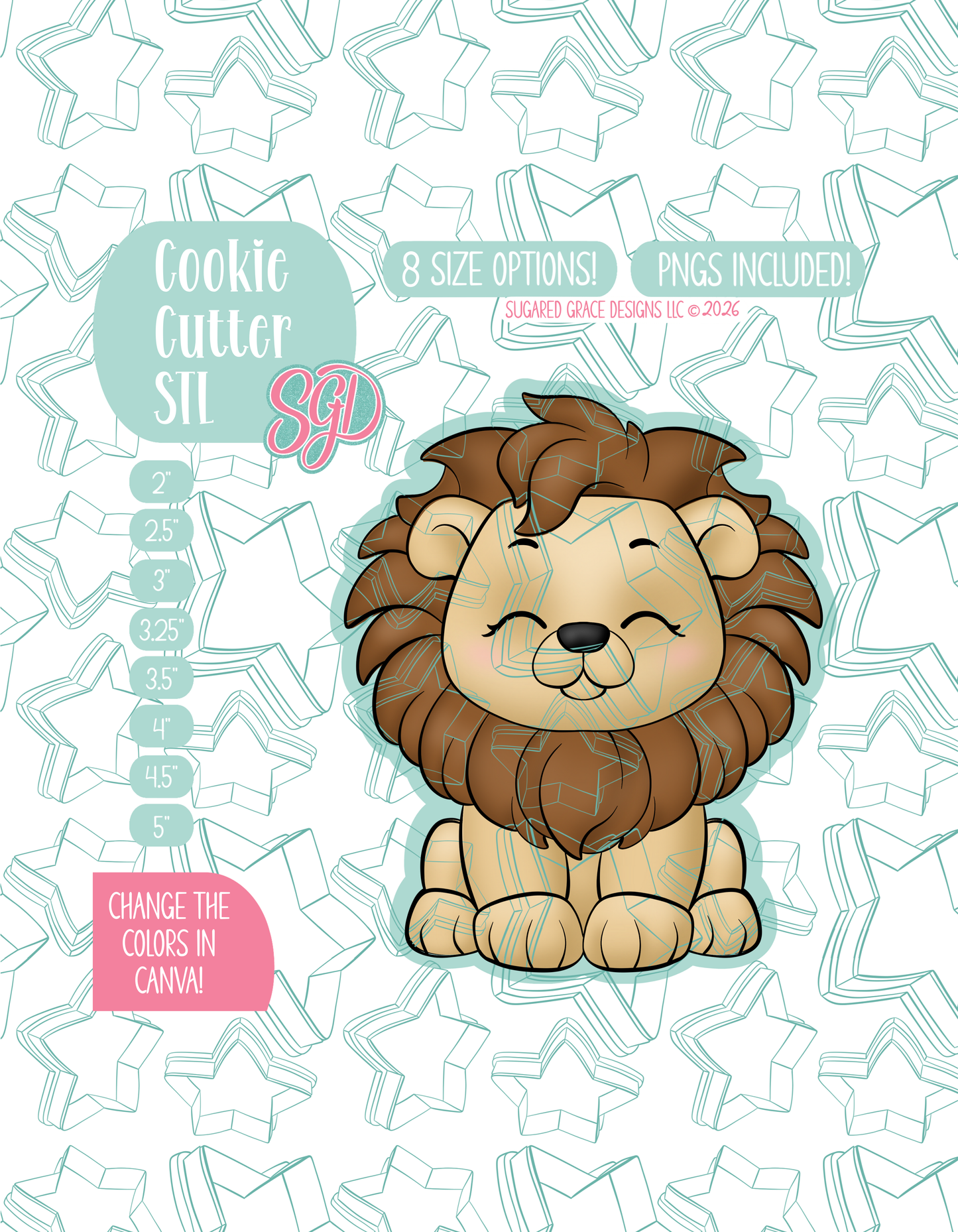 Safari Lion Cookie Cutter STL and PNG set