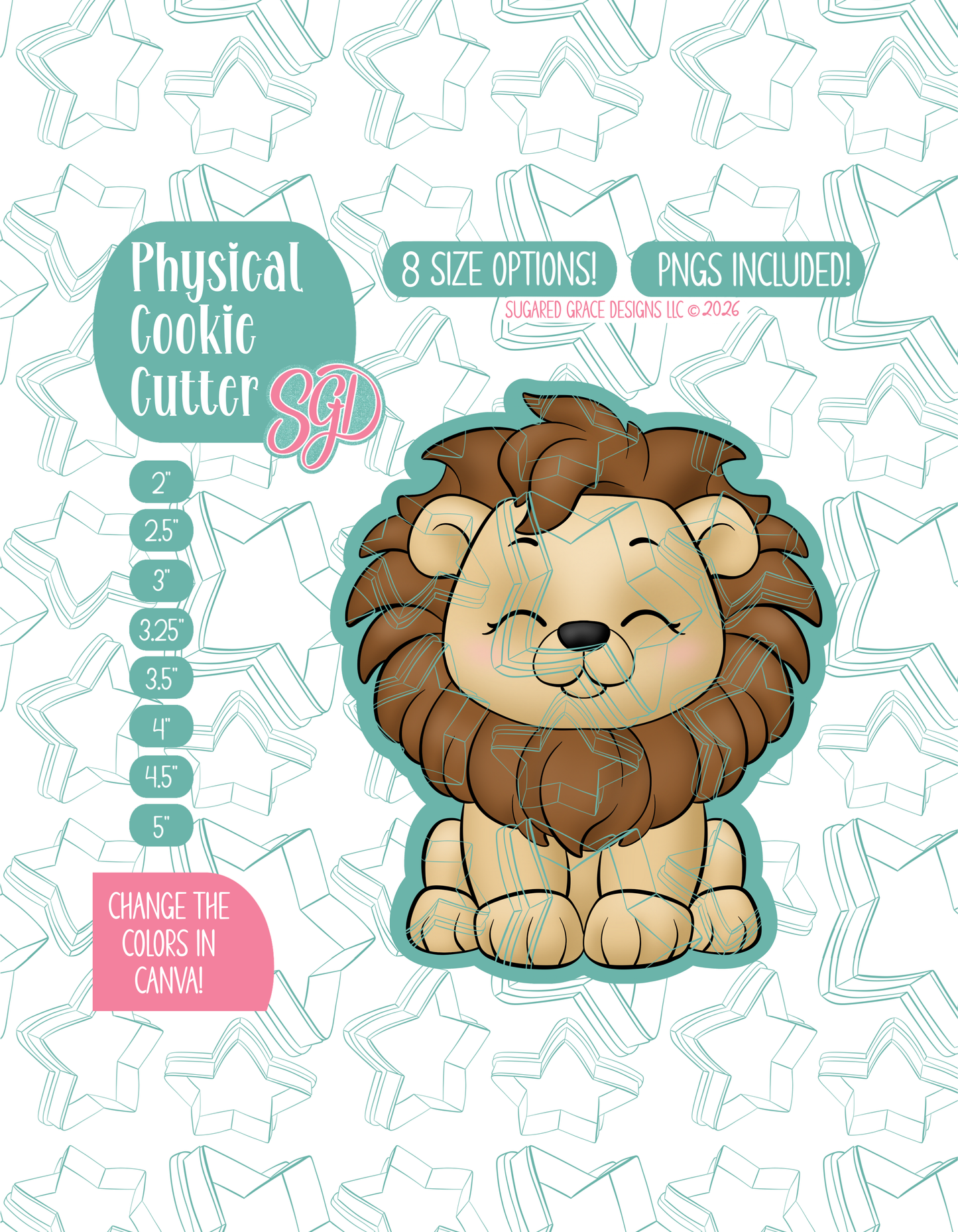 Safari Lion Cookie Cutter with matching PNG