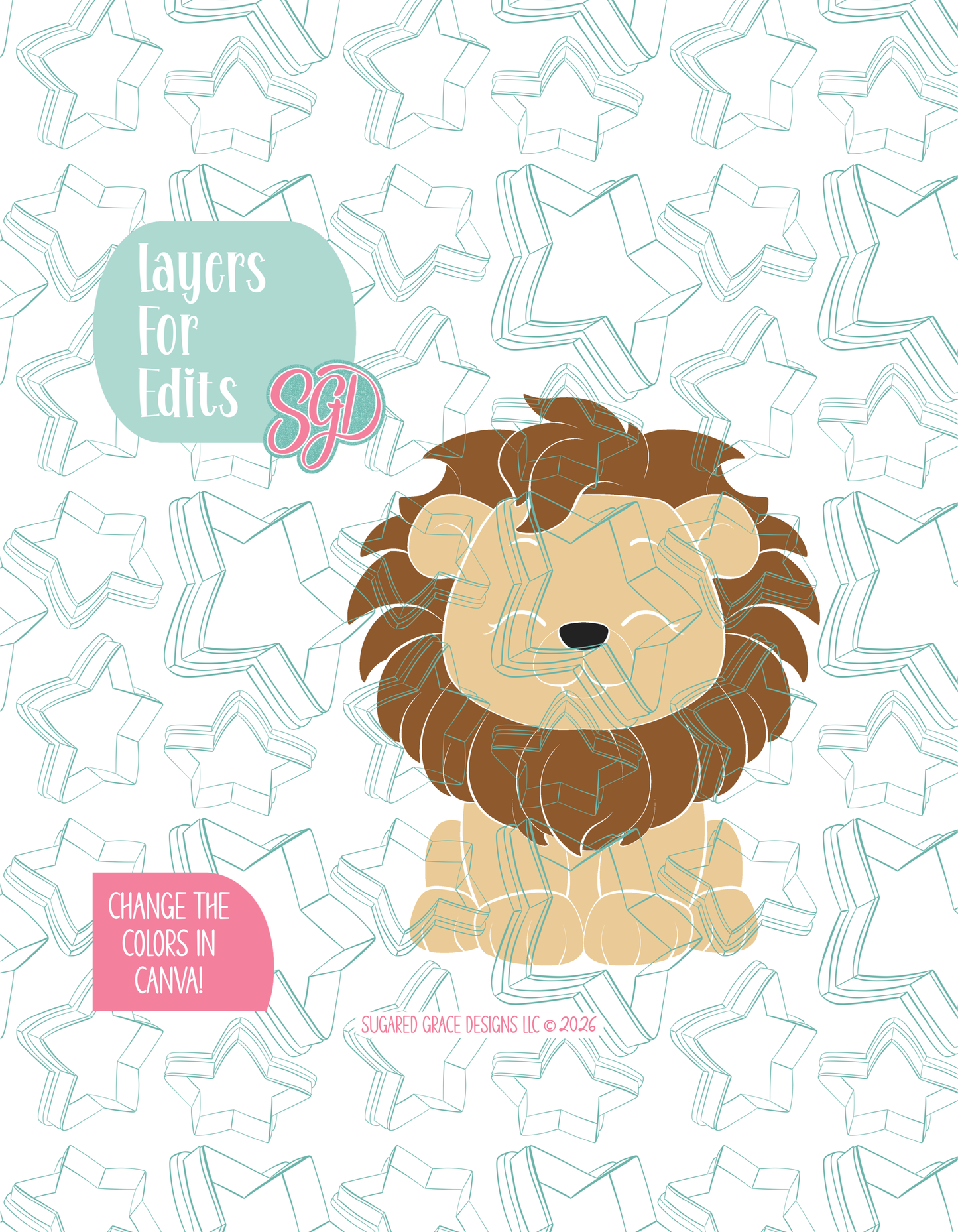 Safari Lion Cookie Cutter STL and PNG set