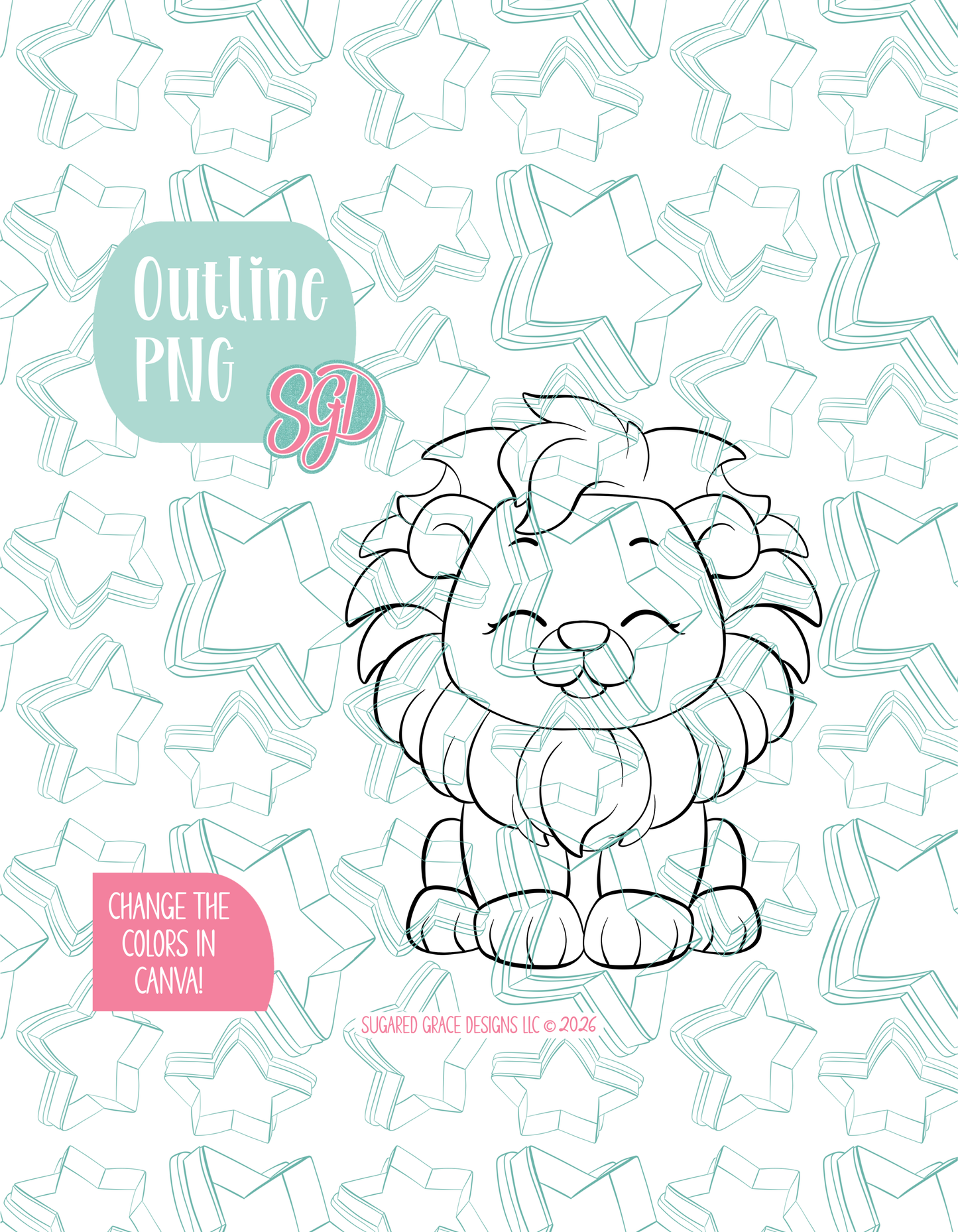 Safari Lion Cookie Cutter STL and PNG set