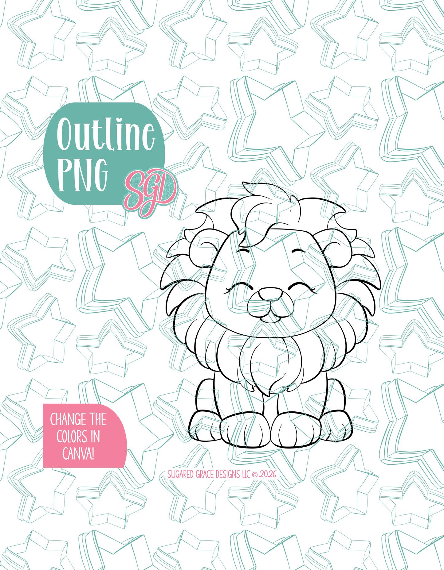 Safari Lion Cookie Cutter with matching PNG