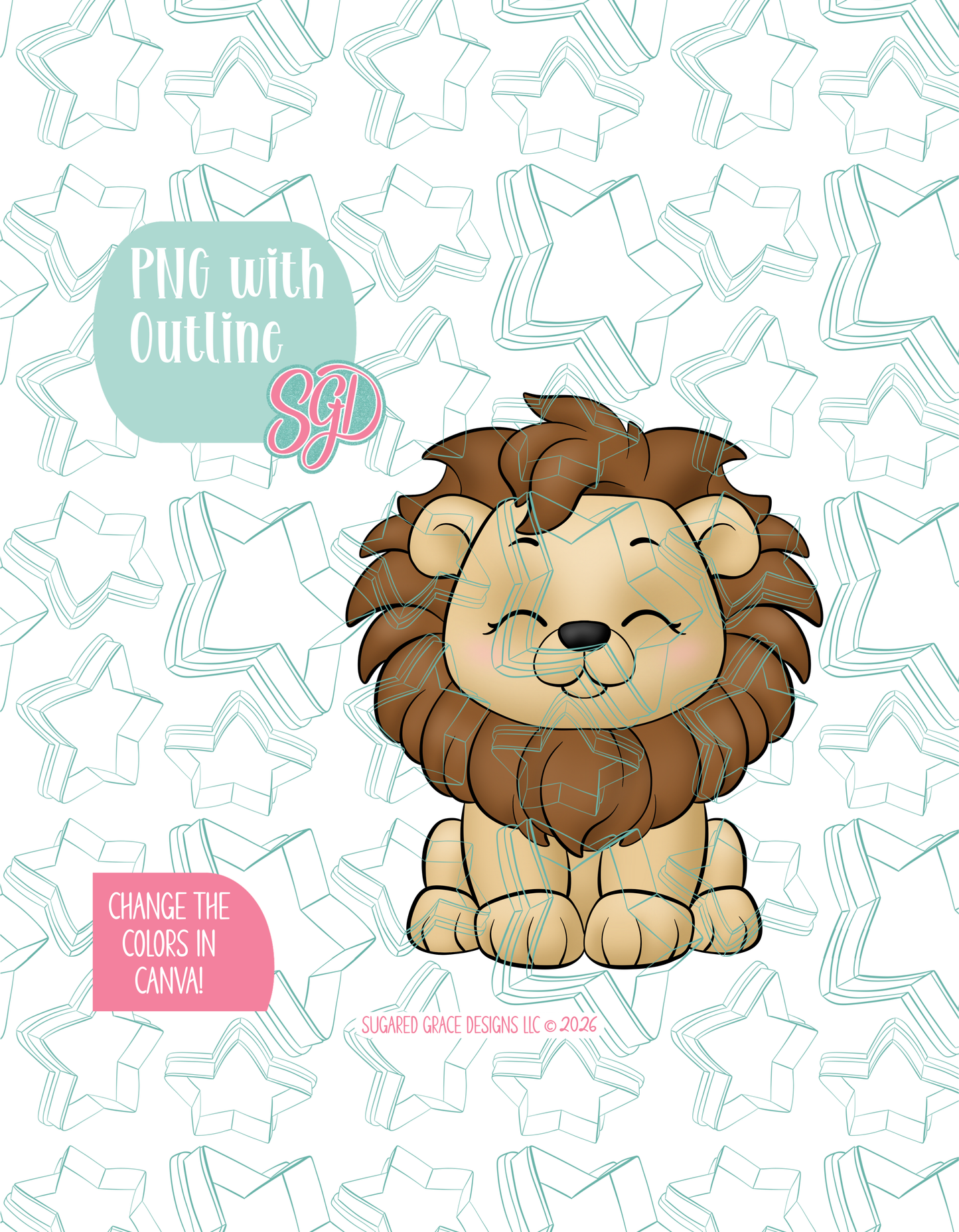 Safari Lion Cookie Cutter STL and PNG set