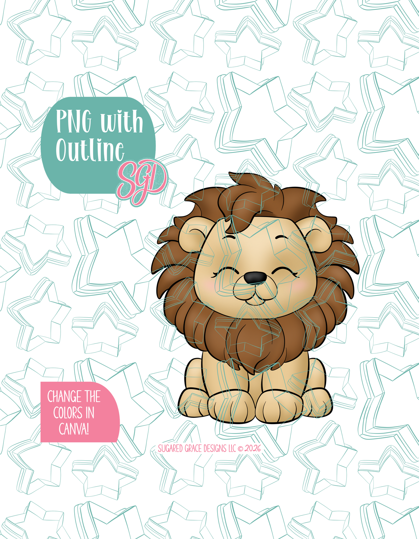 Safari Lion Cookie Cutter with matching PNG