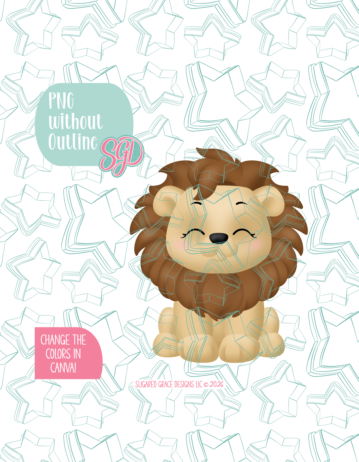 Safari Lion Cookie Cutter STL and PNG set