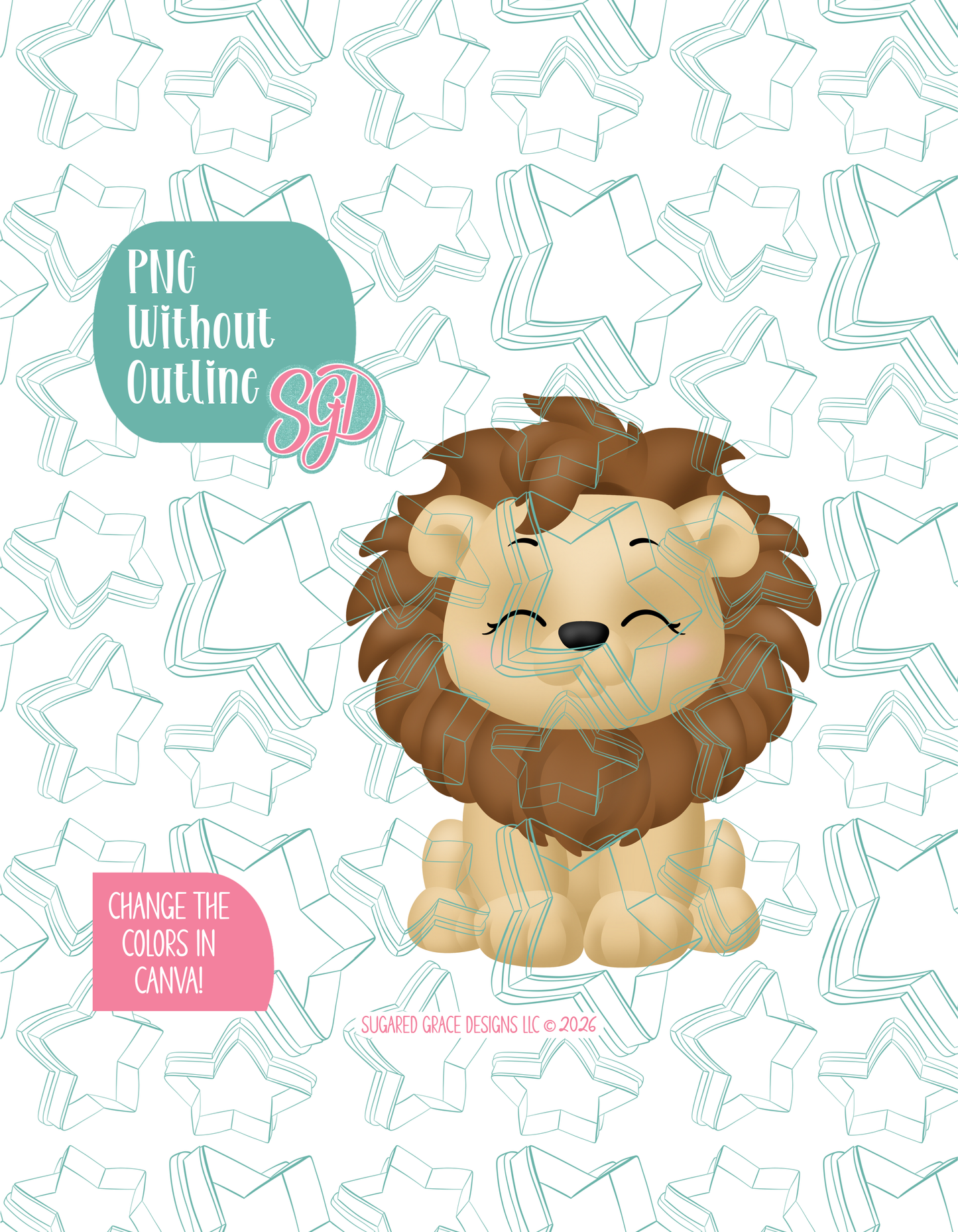 Safari Lion Cookie Cutter with matching PNG