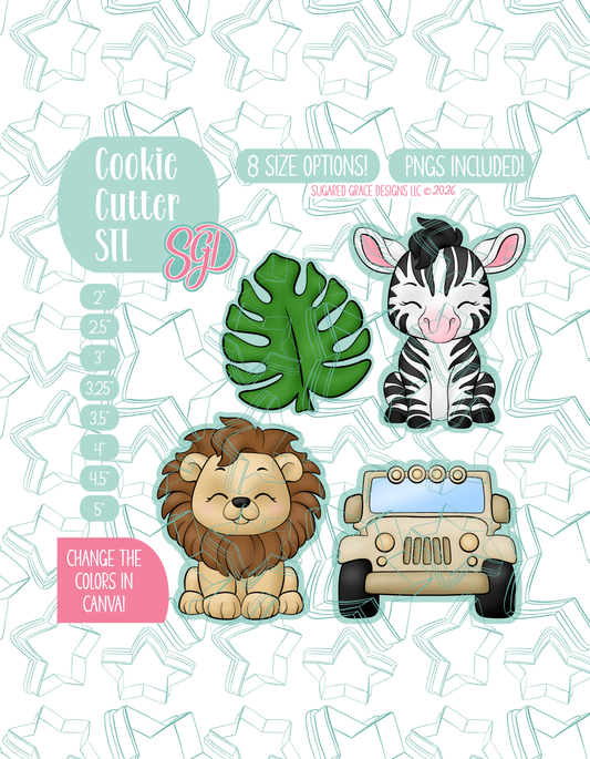 Editable Safari Cookie Cutter STL and PNG Set with 4 Designs (Digital Download)