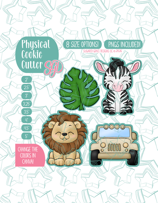 Safari Cookie Cutter set with matching PNG - Set of 4 Designs