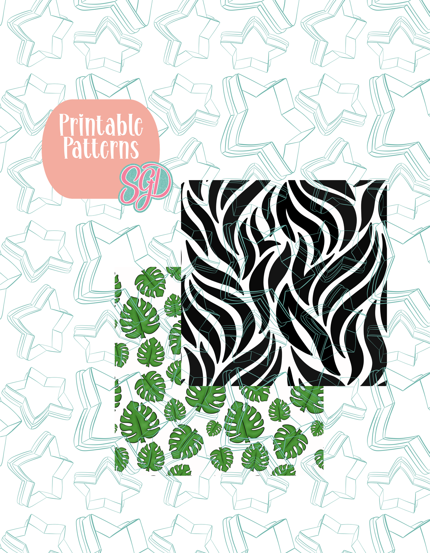 02/26 Monthly Batch - featuring 4 Cookie Cutter STL designs, 2 Cookie Tags, & 2 Printable Patterns - Safari