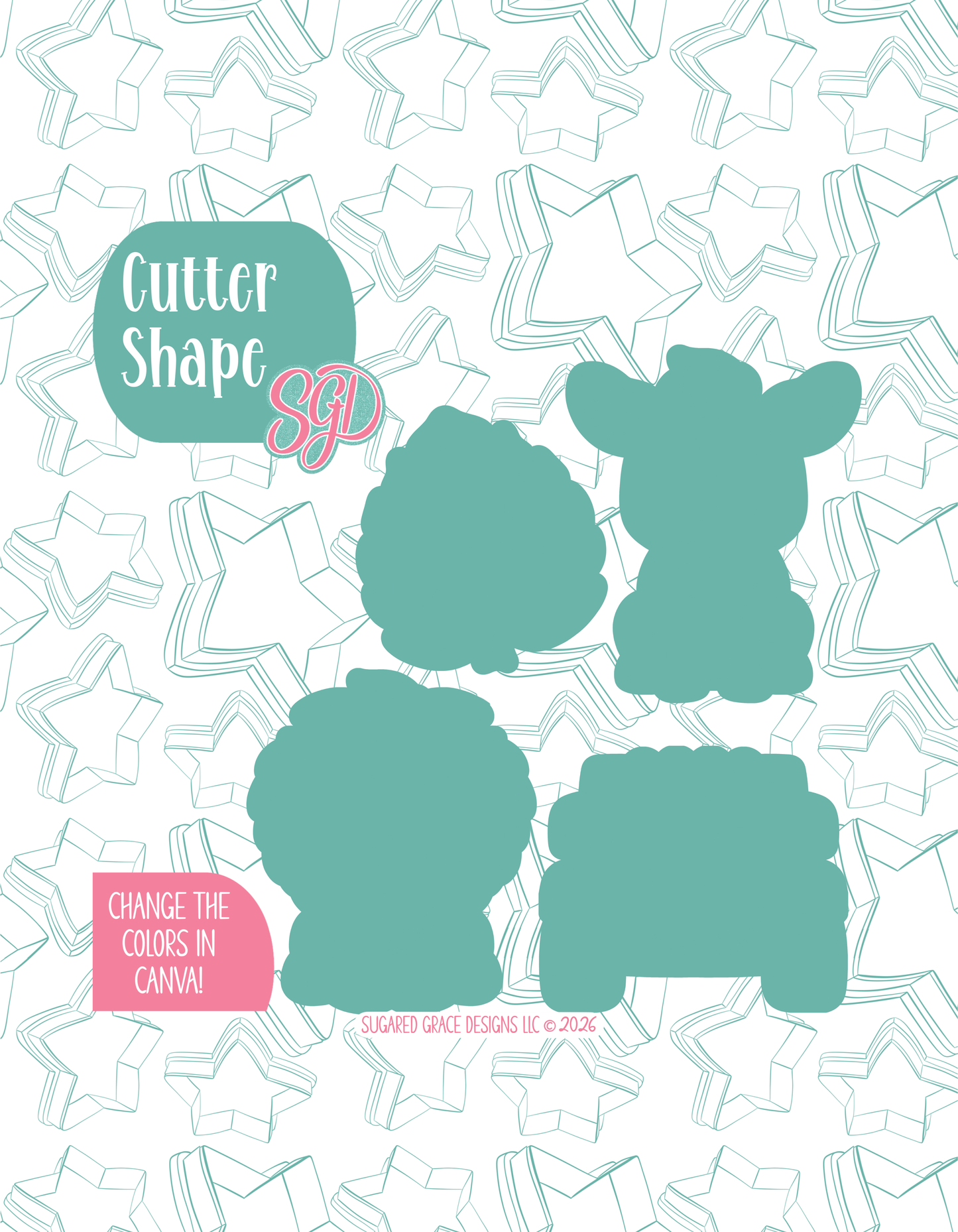 Safari Cookie Cutter set with matching PNG - Set of 4 Designs