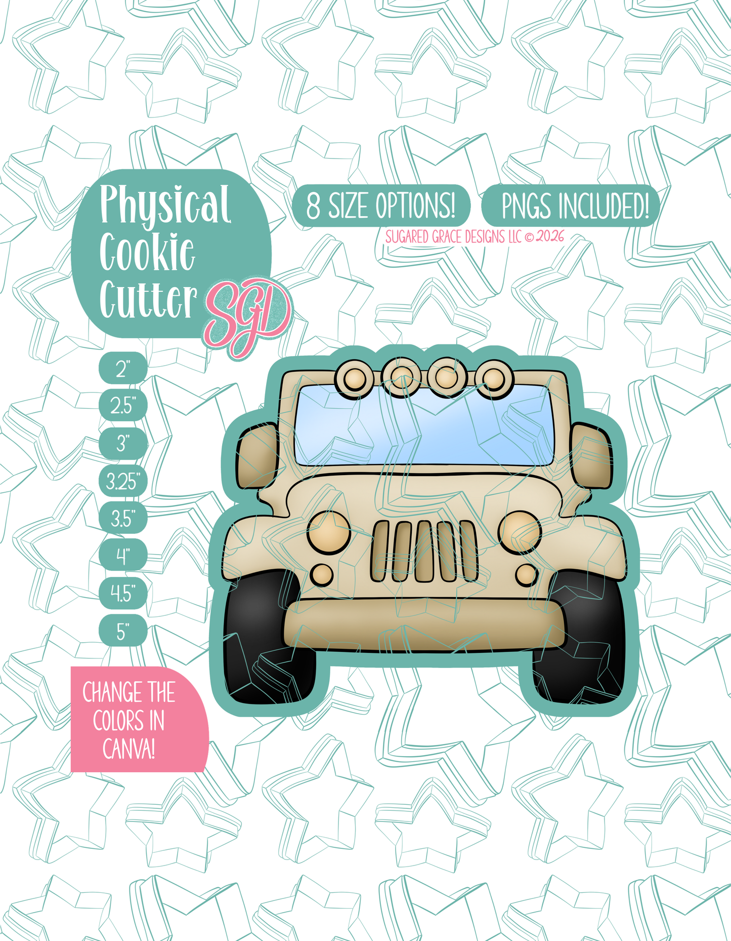 Safari Truck Cookie Cutter with matching PNG