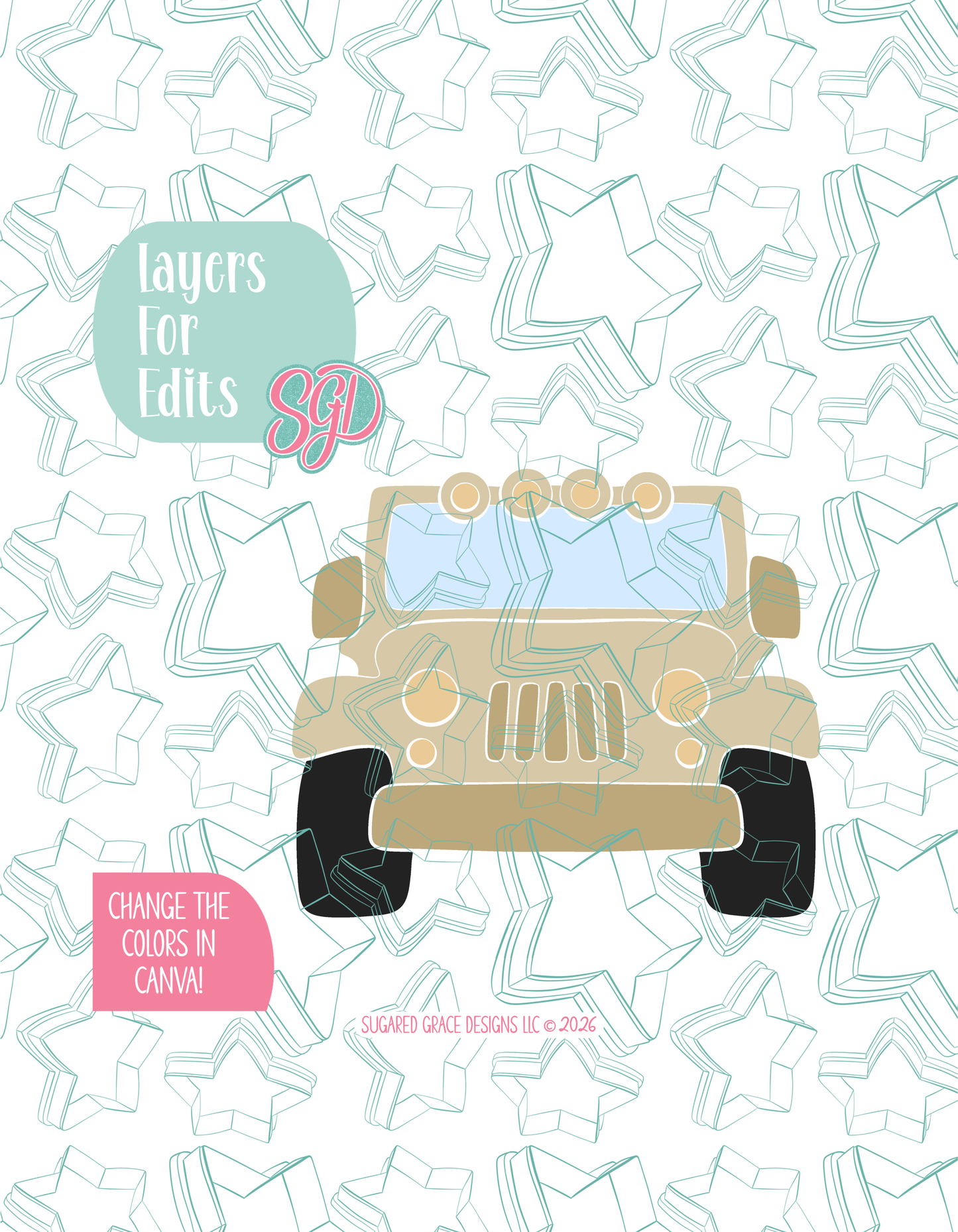 Safari Truck Cookie Cutter STL and PNG set