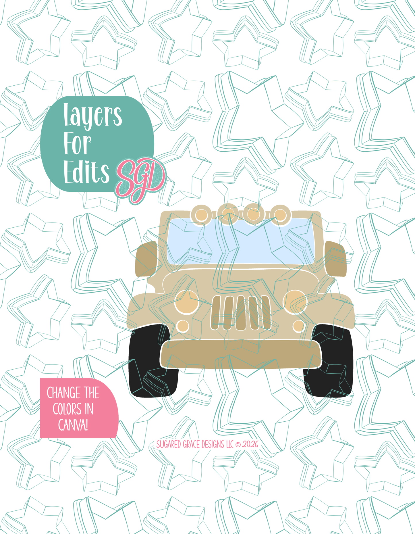 Safari Truck Cookie Cutter with matching PNG