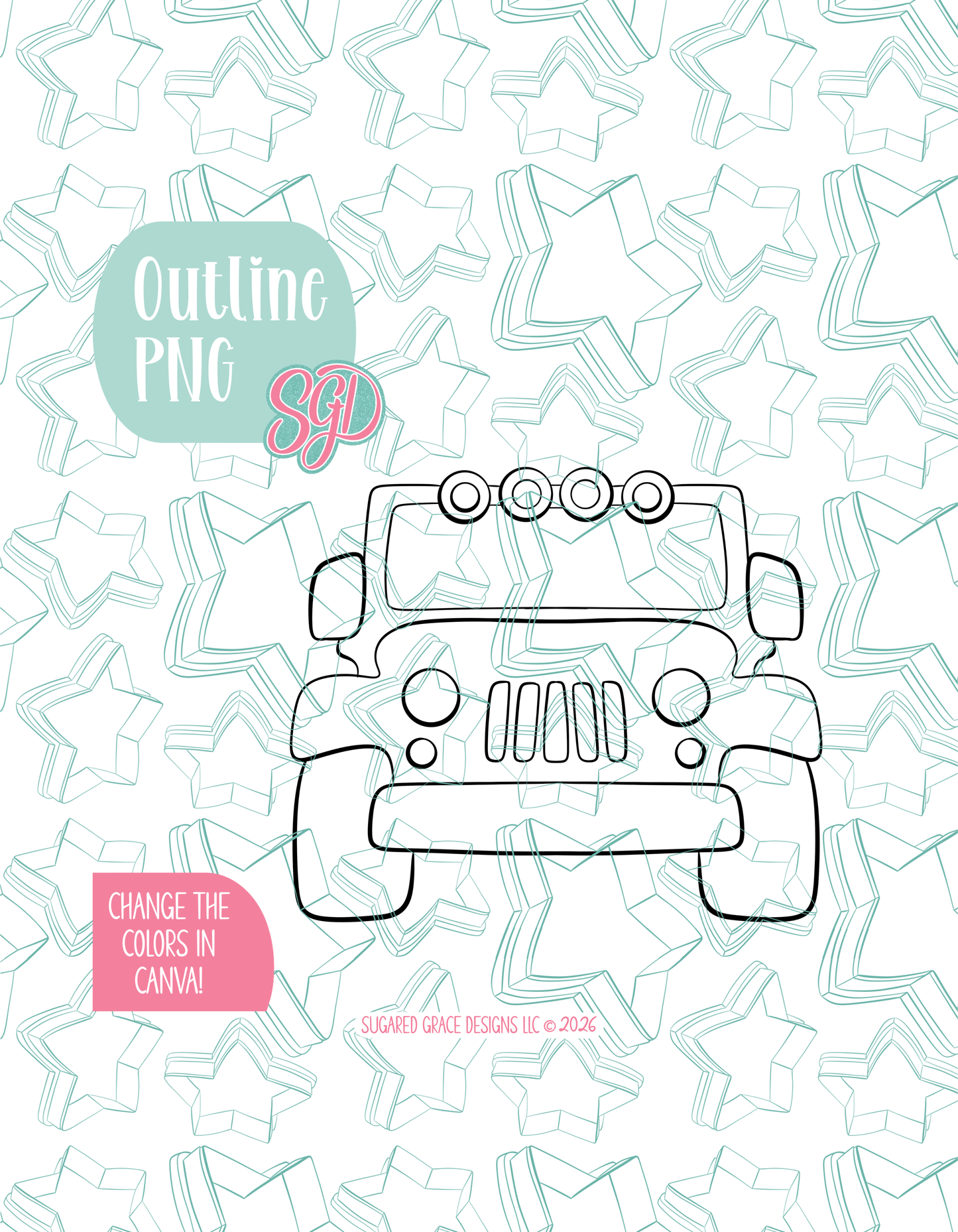 Safari Truck Cookie Cutter STL and PNG set