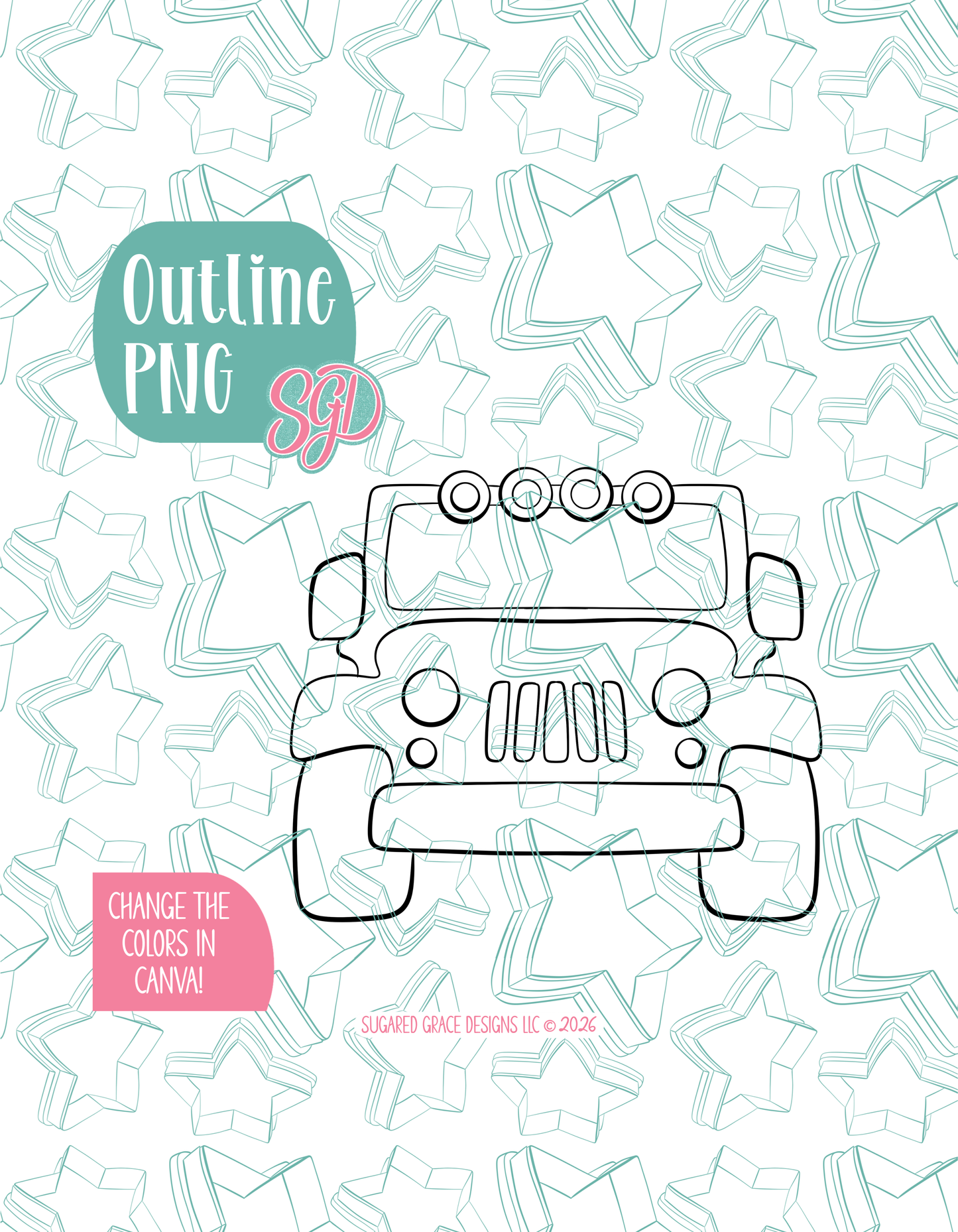 Safari Truck Cookie Cutter with matching PNG