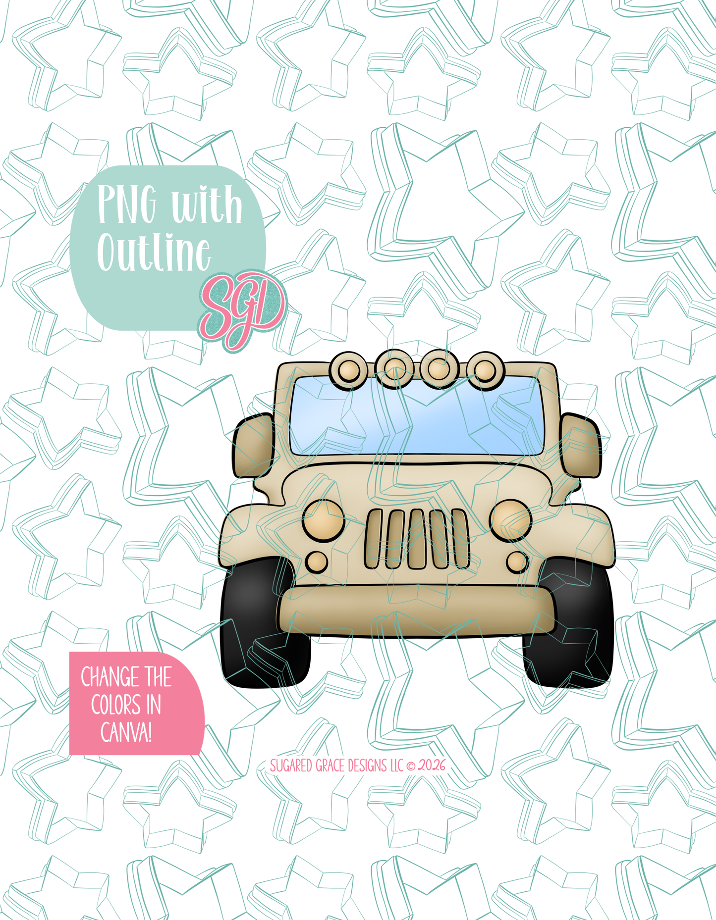 Safari Truck Cookie Cutter STL and PNG set