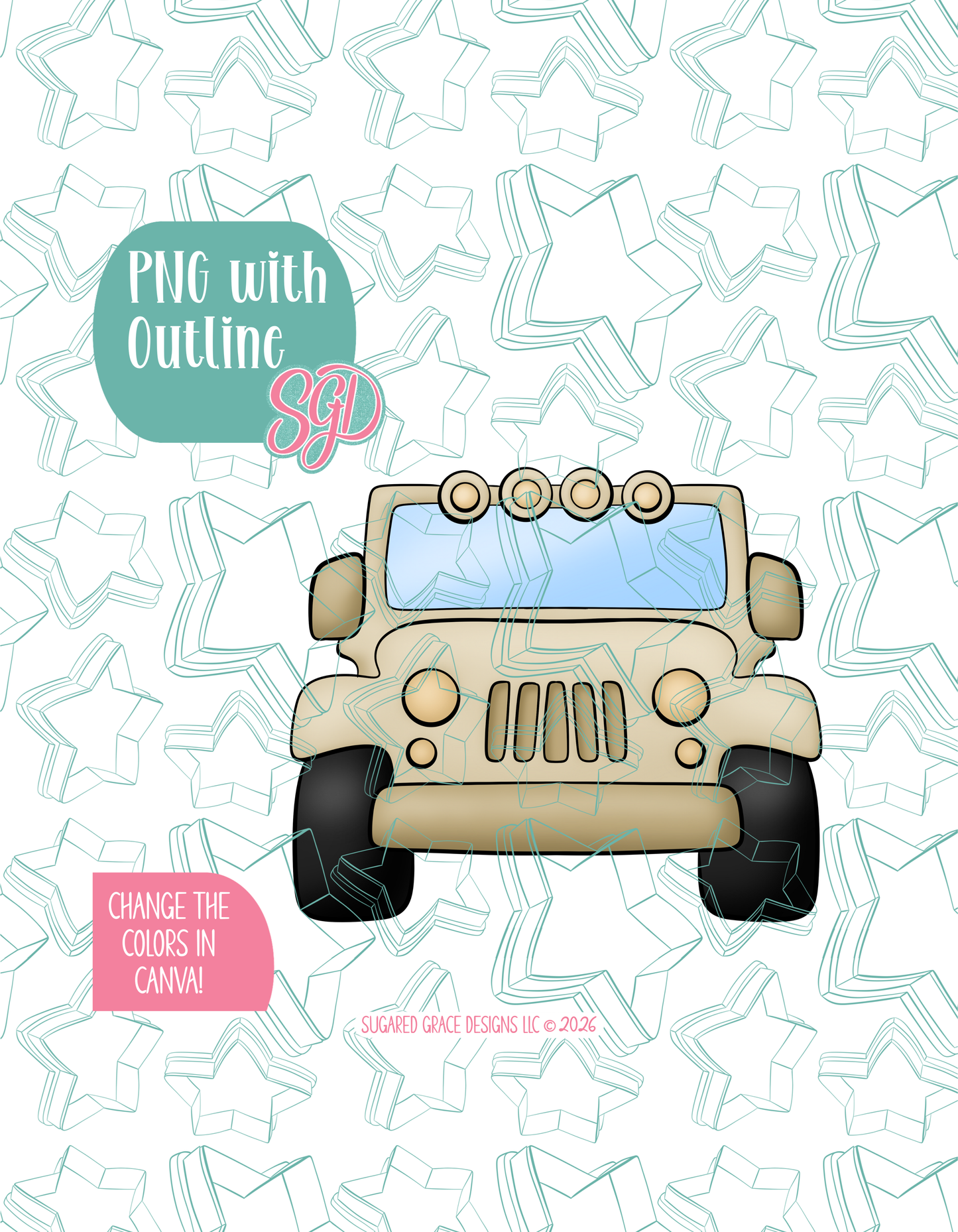 Safari Truck Cookie Cutter with matching PNG