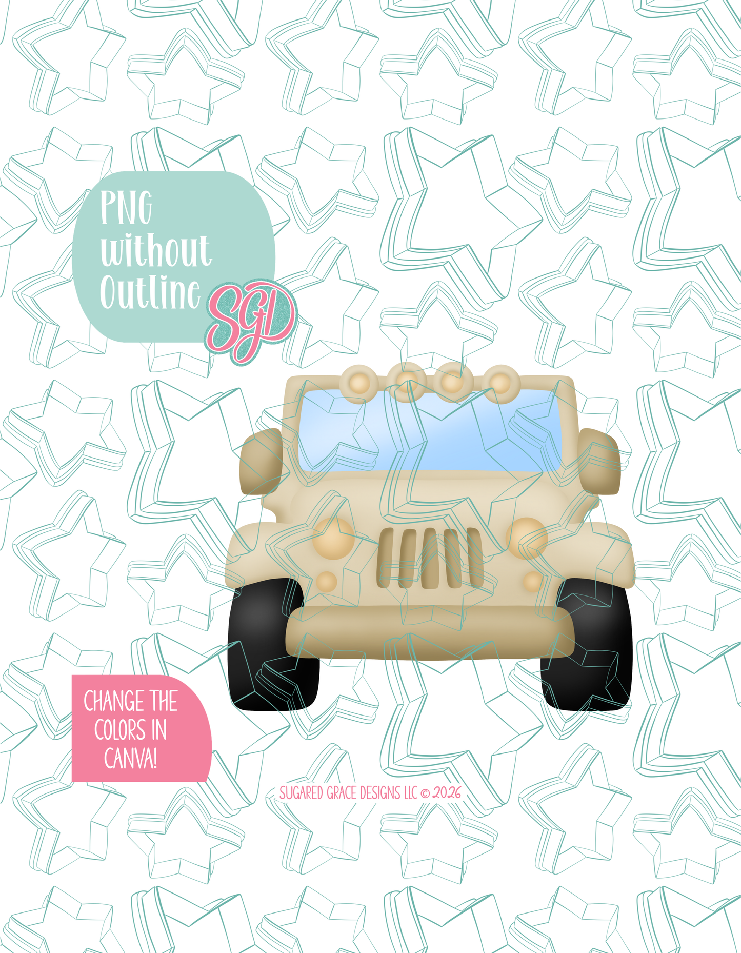 Safari Truck Cookie Cutter STL and PNG set