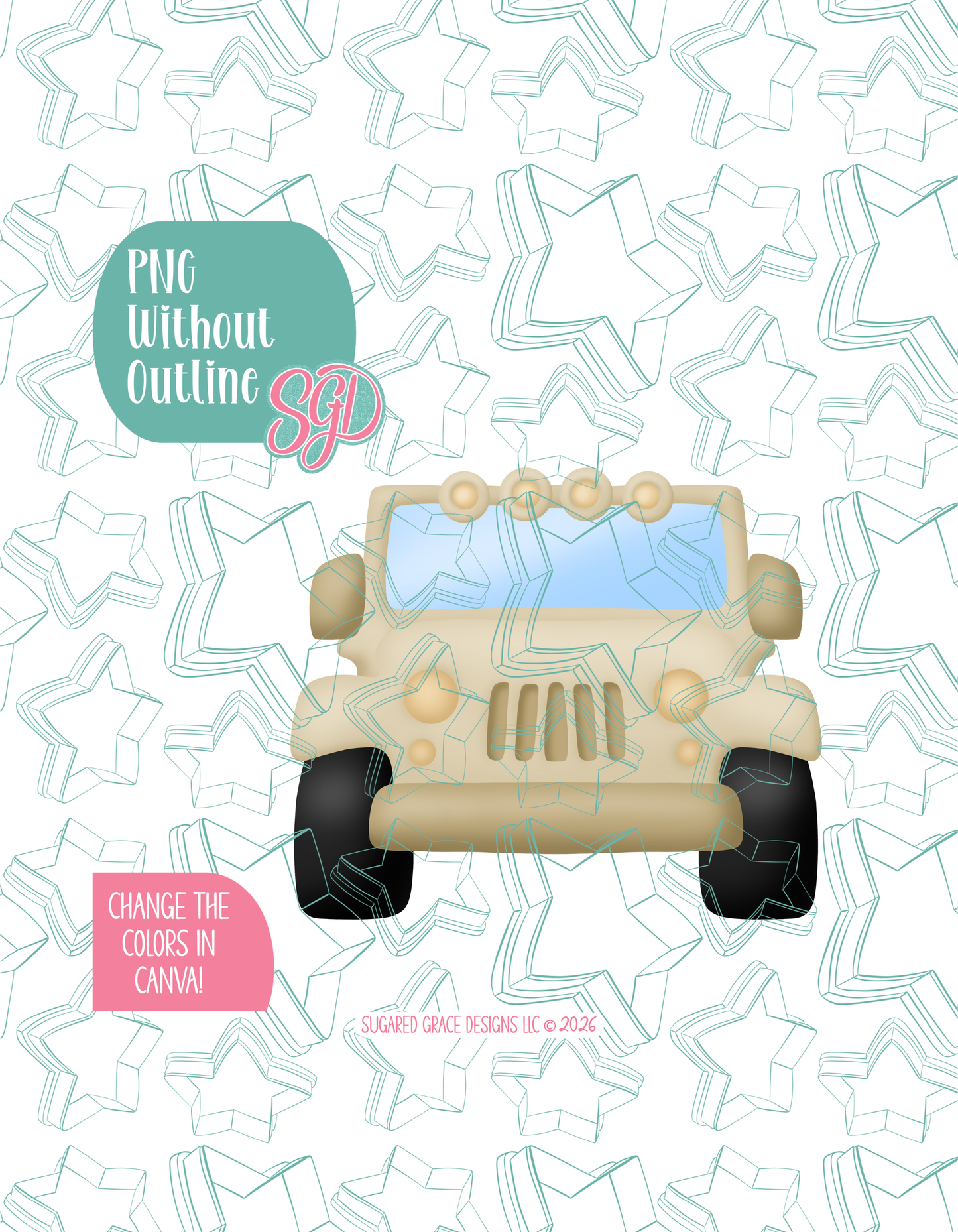 Safari Truck Cookie Cutter with matching PNG