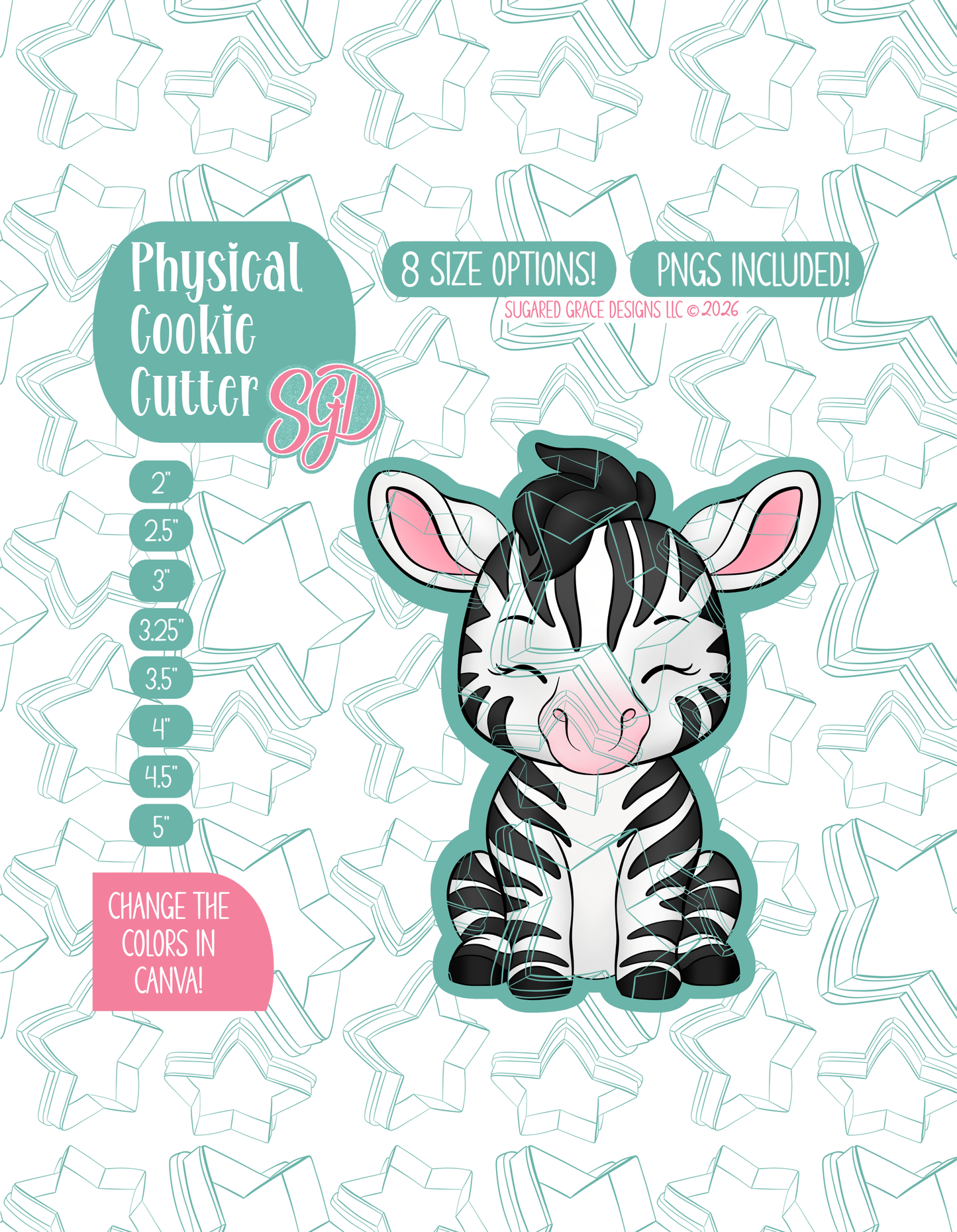 Safari Zebra Cookie Cutter with matching PNG