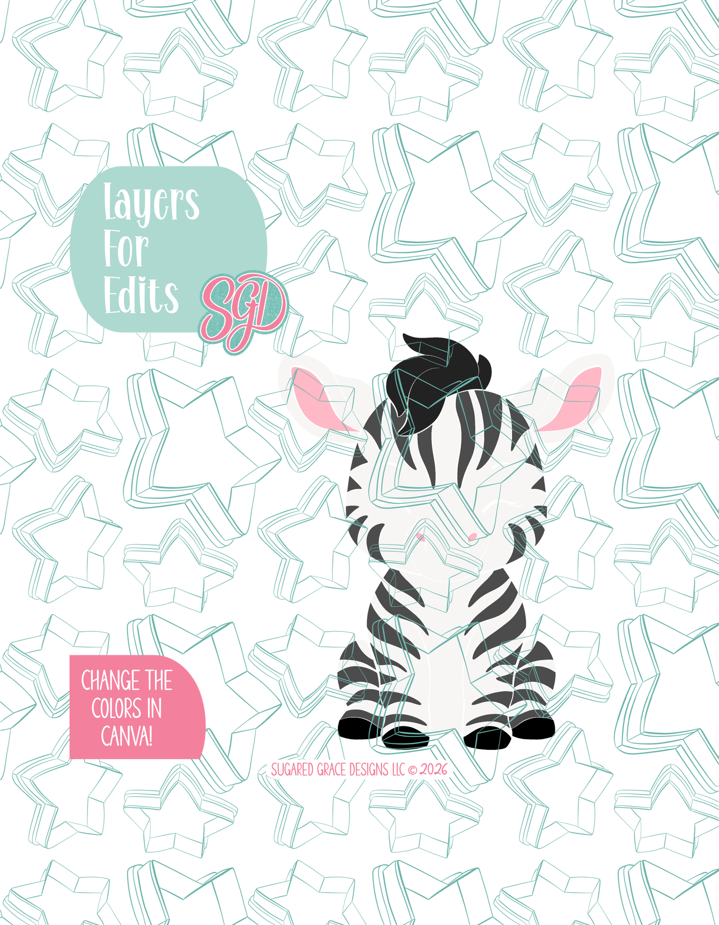 Safari Zebra Cookie Cutter STL and PNG set