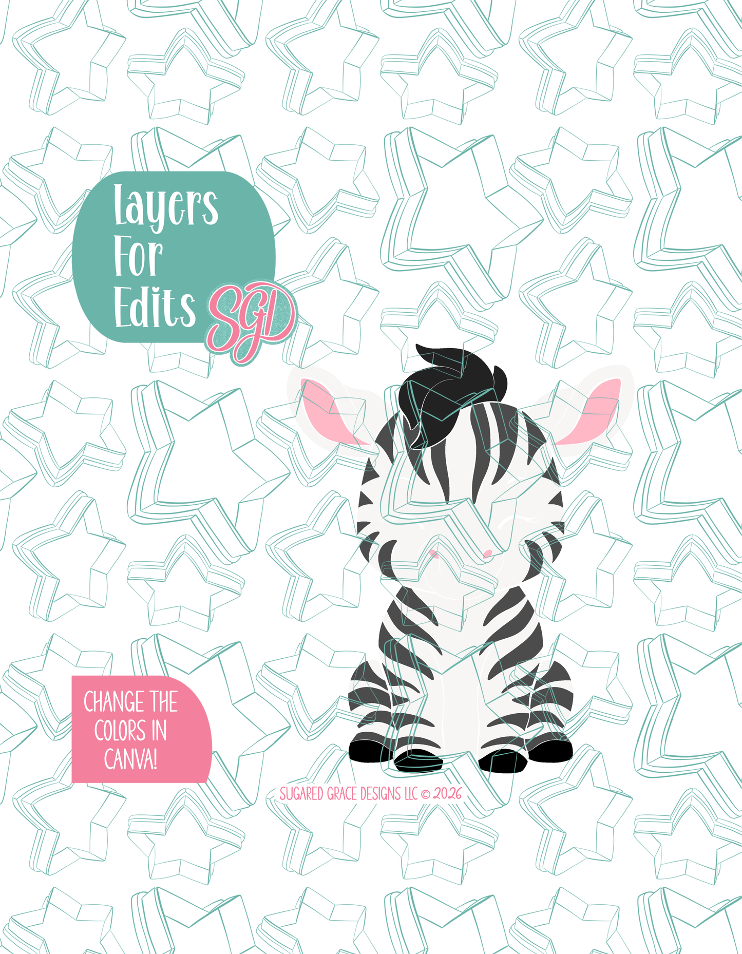 Safari Zebra Cookie Cutter with matching PNG