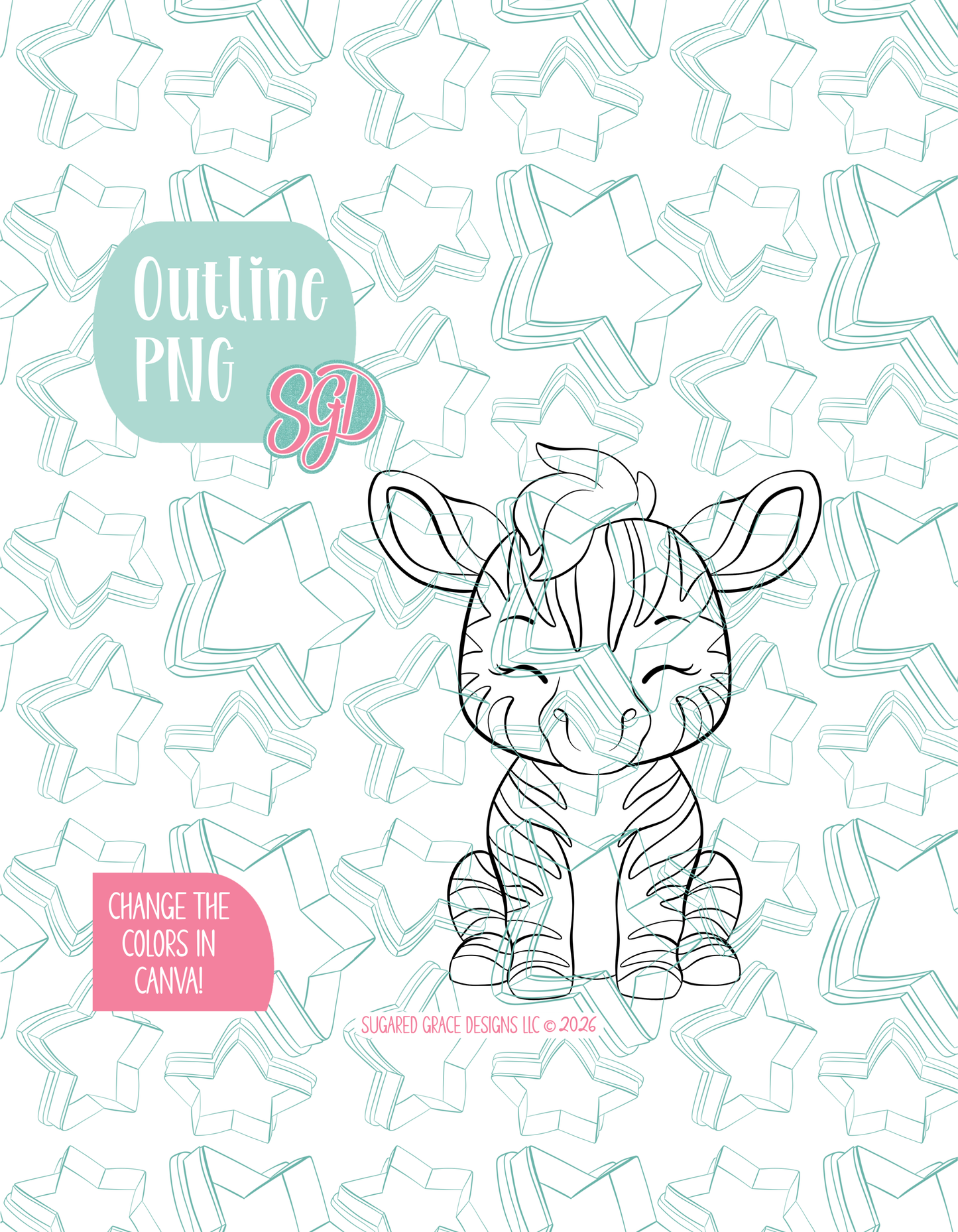 Safari Zebra Cookie Cutter STL and PNG set