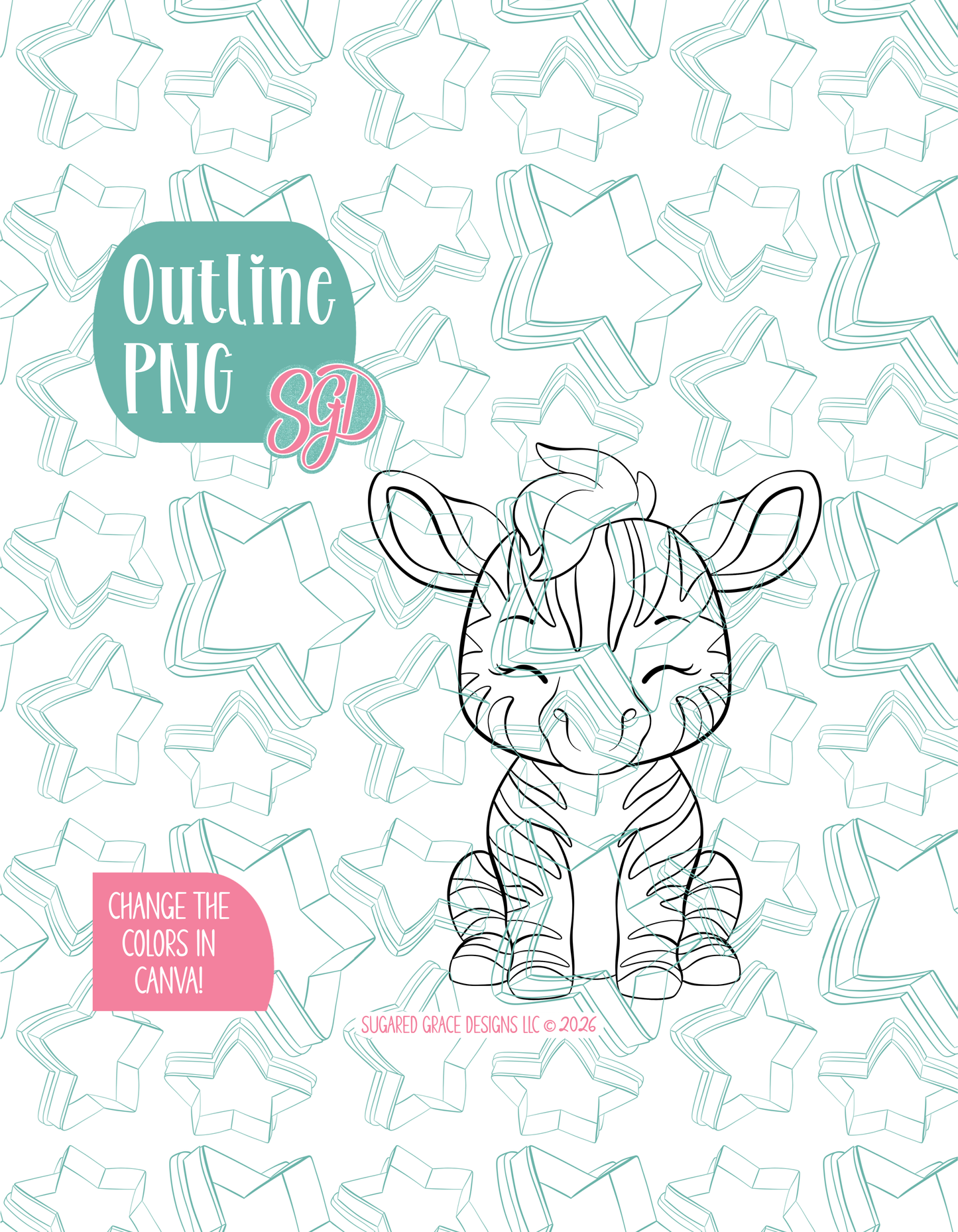 Safari Zebra Cookie Cutter with matching PNG