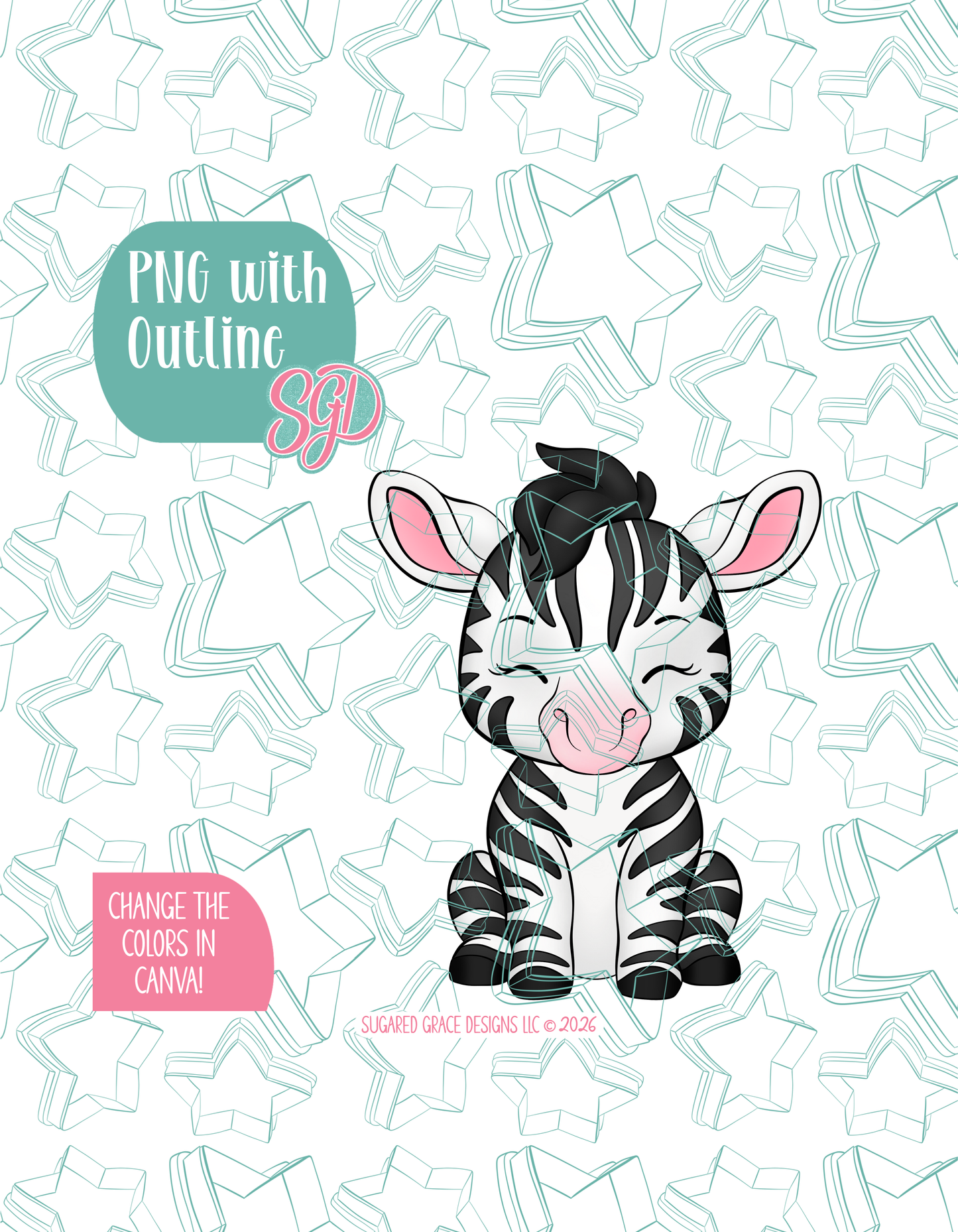 Safari Zebra Cookie Cutter with matching PNG