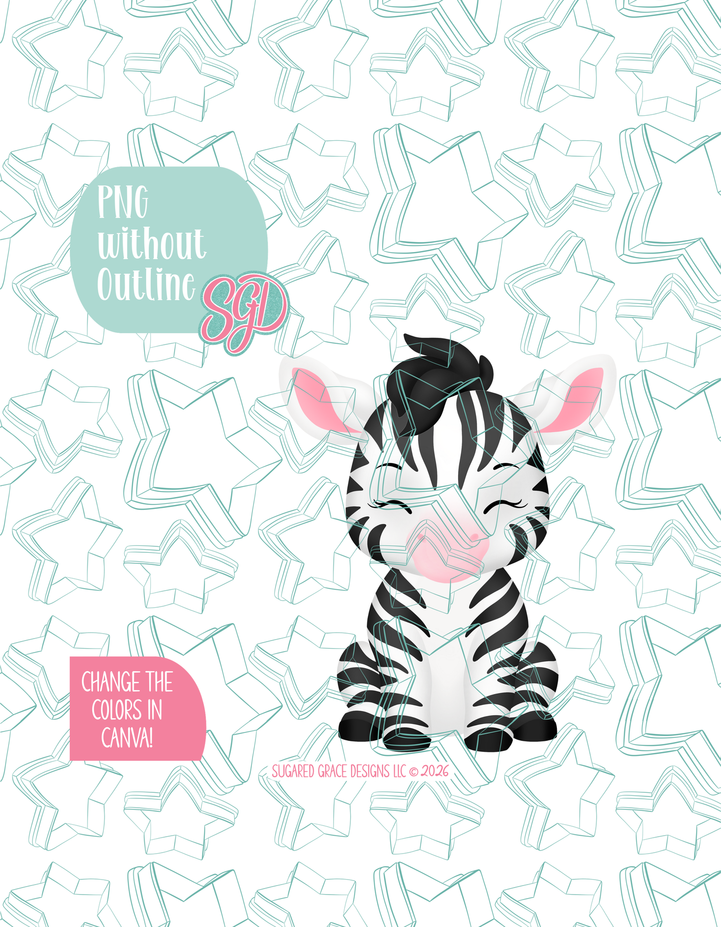 Safari Zebra Cookie Cutter STL and PNG set