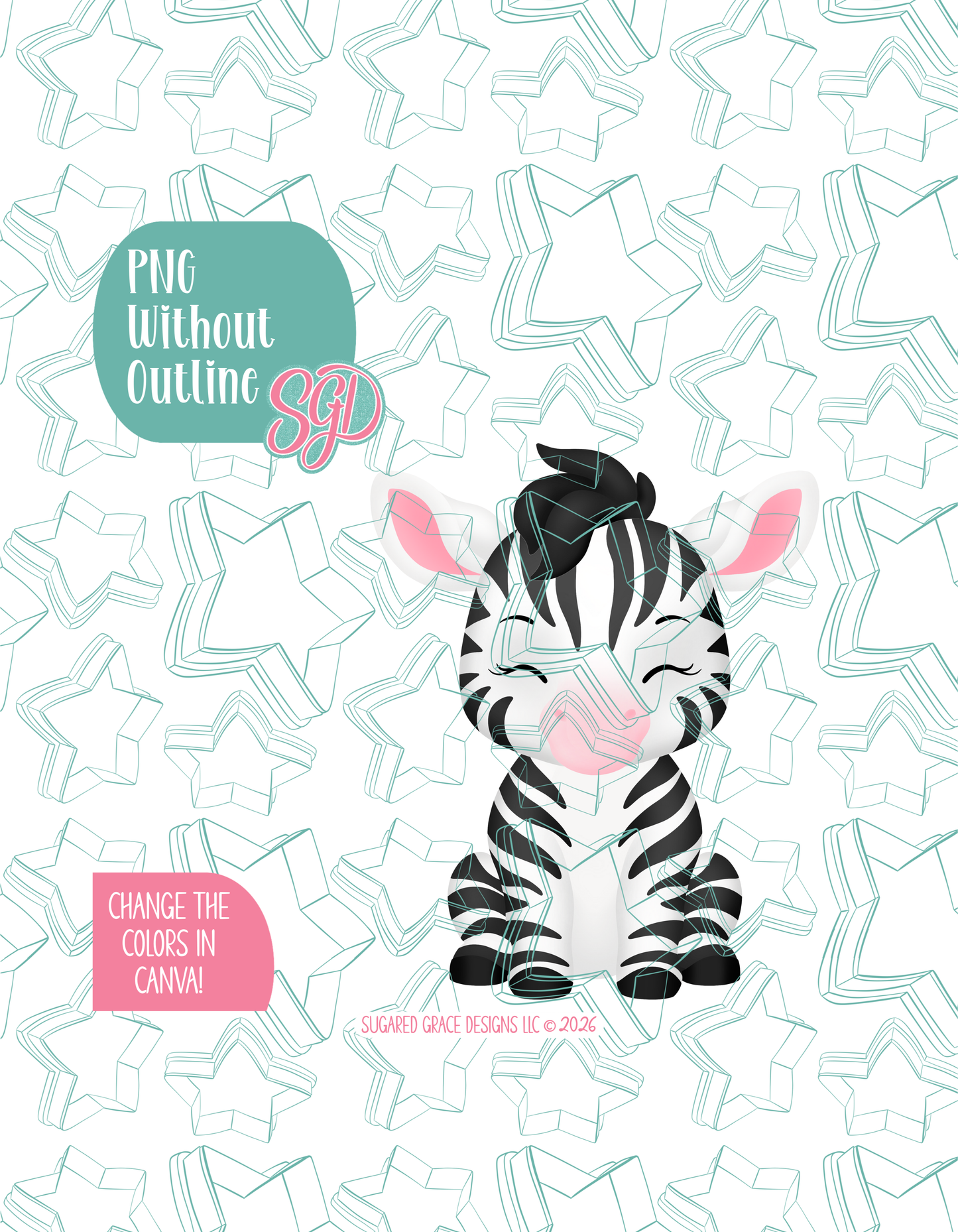 Safari Zebra Cookie Cutter with matching PNG