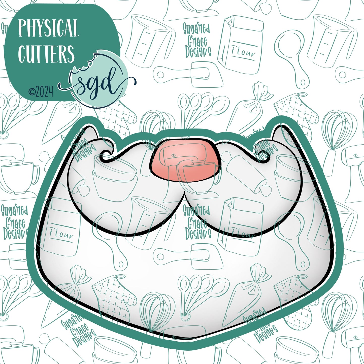 Santa Beard Cookie Cutter with PNG Images to Match - Hand Drawn Graphics for Edible Ink Printers - Christmas Cookie Ideas for Bakers